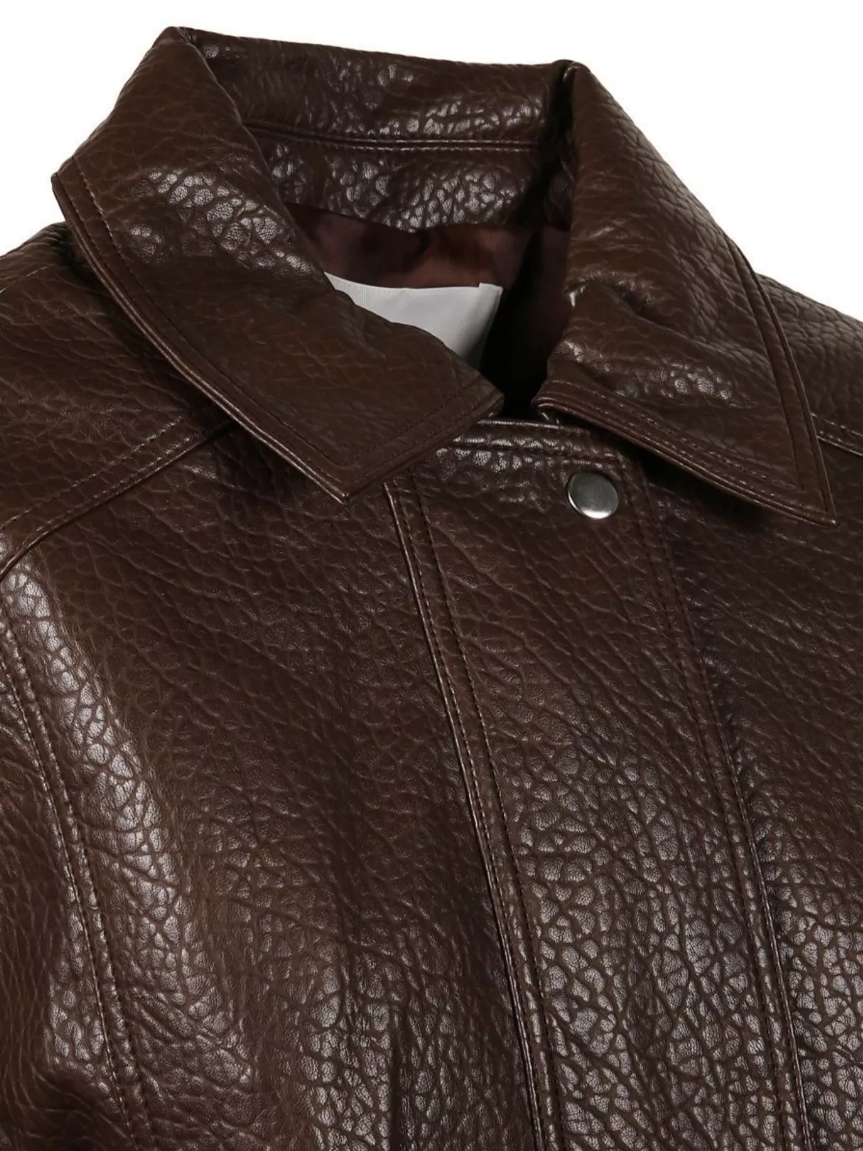 The Frankie Shop Prescott Grained Faux Leather Jacket In Brown