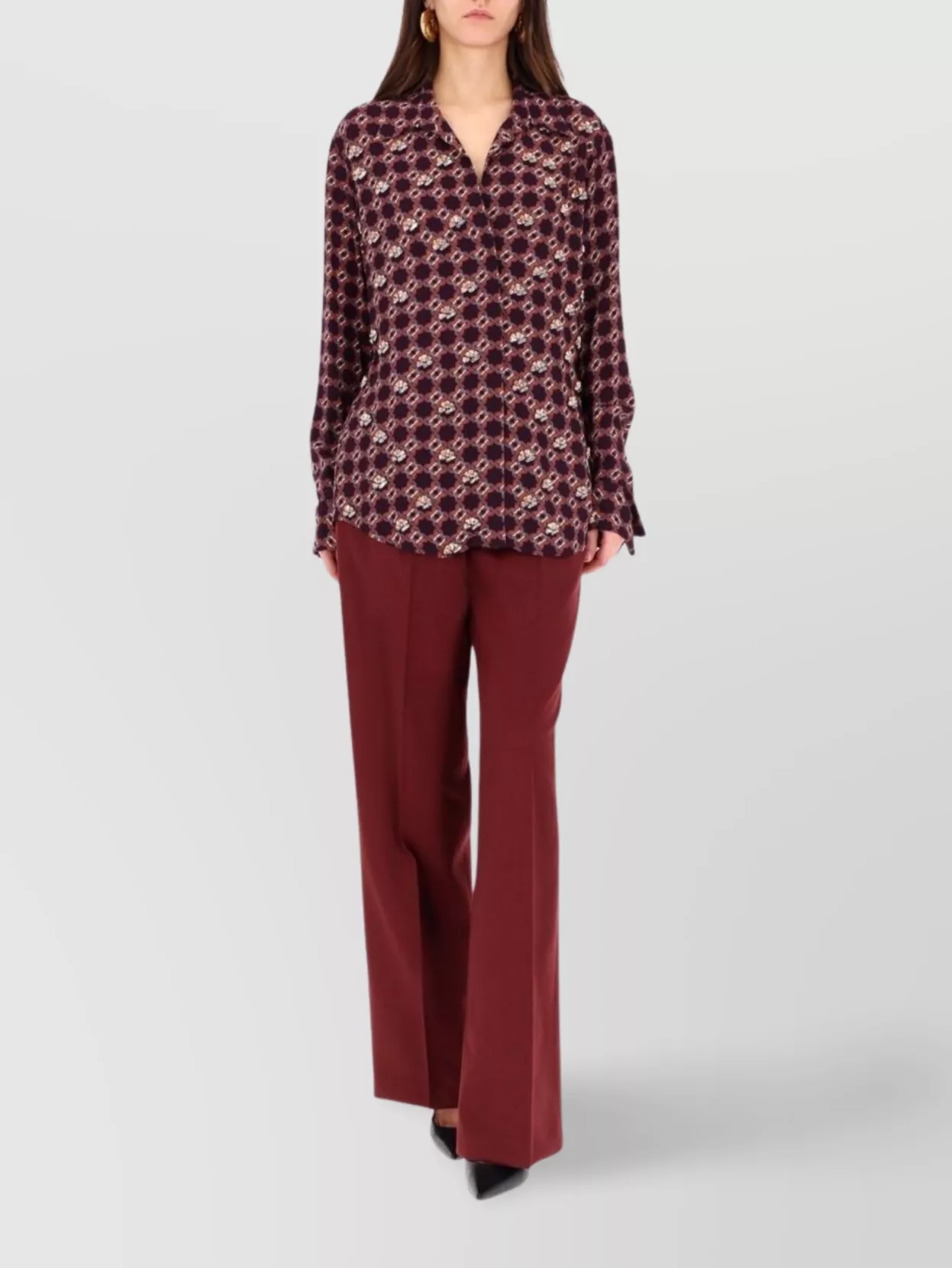 Dries Van Noten Wide Leg Trousers With Pleats And Pockets In Red