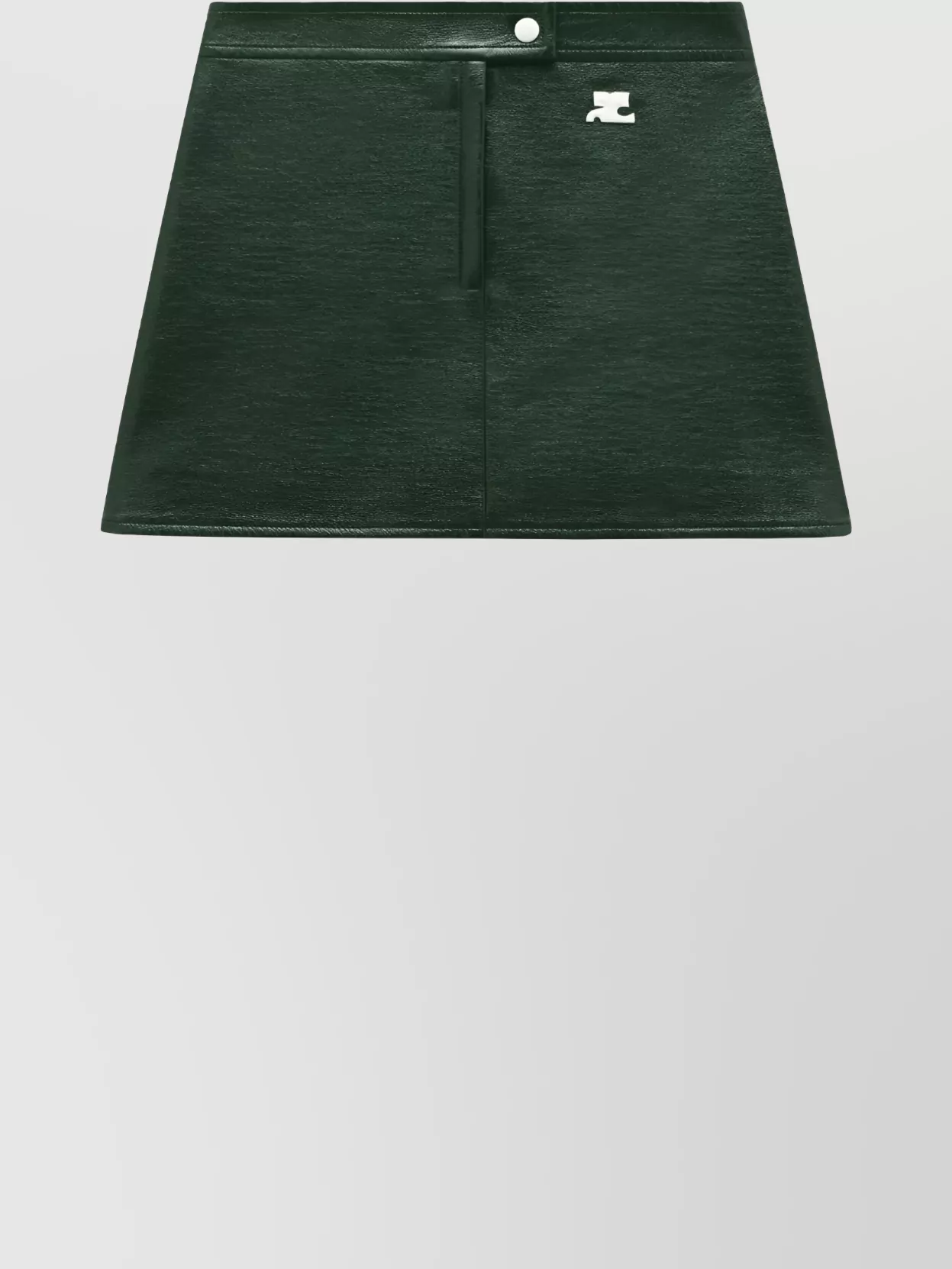 Courrèges Glossy Vinyl Mini Skirt With Fitted Zip Closure And Snap Button In Gray