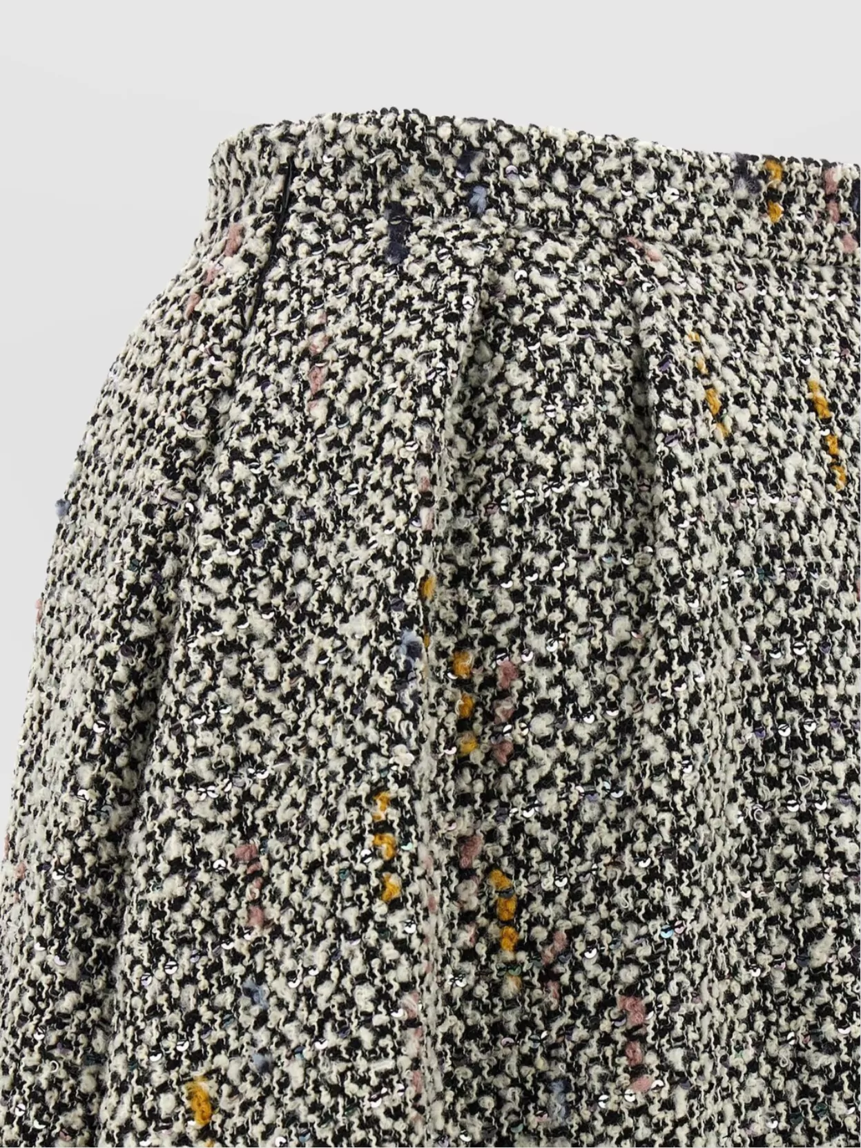 Alessandra Rich High-waisted Pleated Tweed Midi Skirt In Black