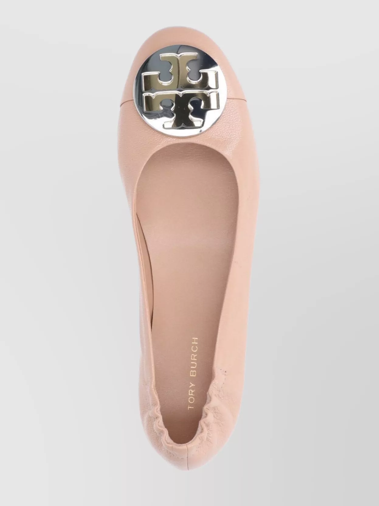 Tory Burch Elasticized Back Round Toe Ballerina Shoes In Pink