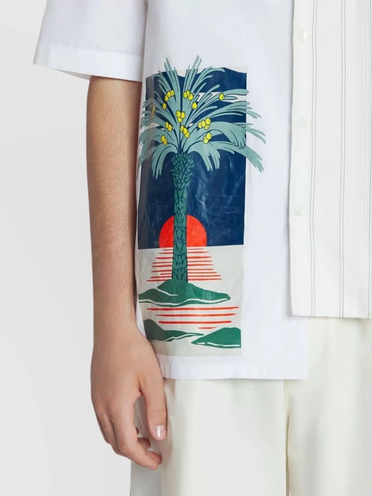 Lanvin Asymmetric Hem Graphic Print Shirt