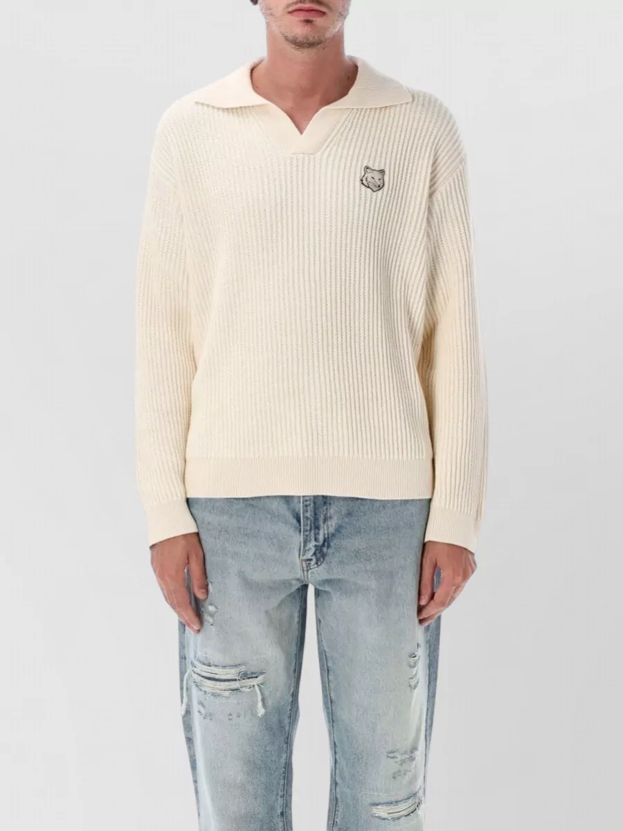 Maison Kitsuné cotton ribbed polo jumper