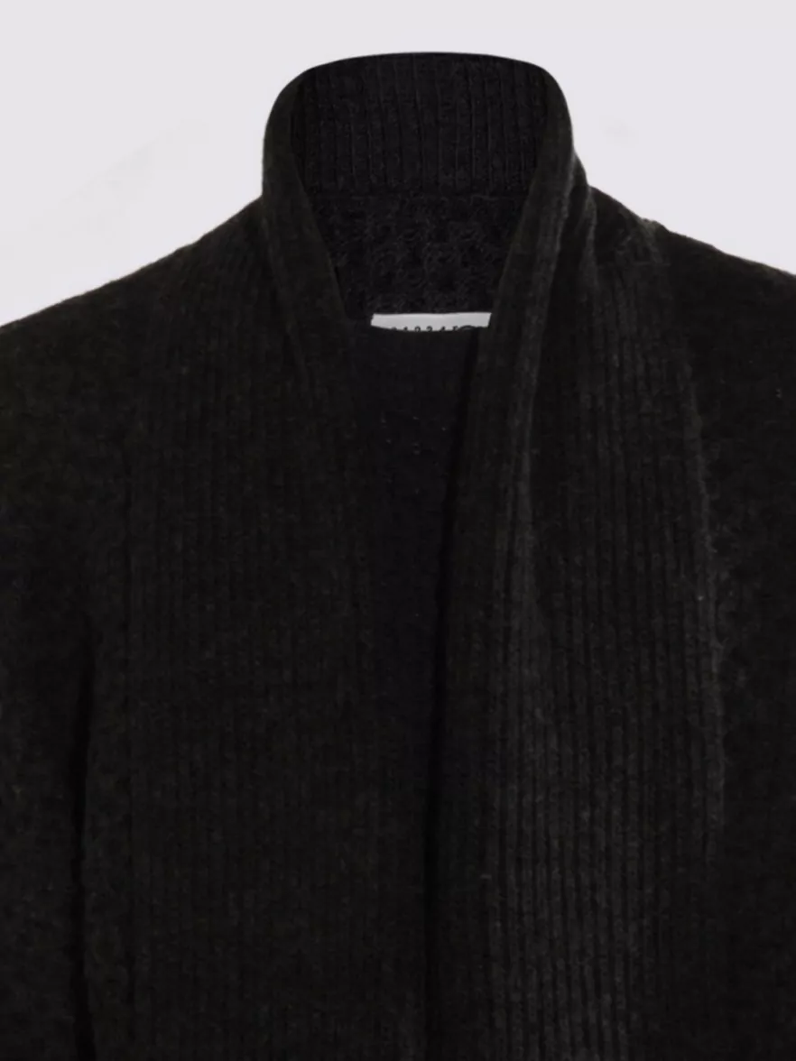 Mm6 Maison Margiela Crewneck Sweater Fringed Ribbed Collar