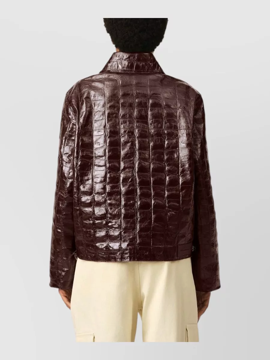 Ami Paris Leather Single Breasted Coat