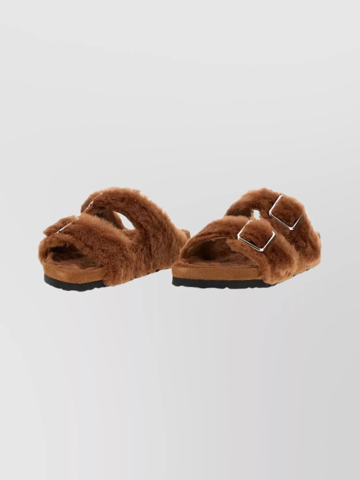 Birkenstock 1774 Soft Faux Fur Flat Sandals In Brown
