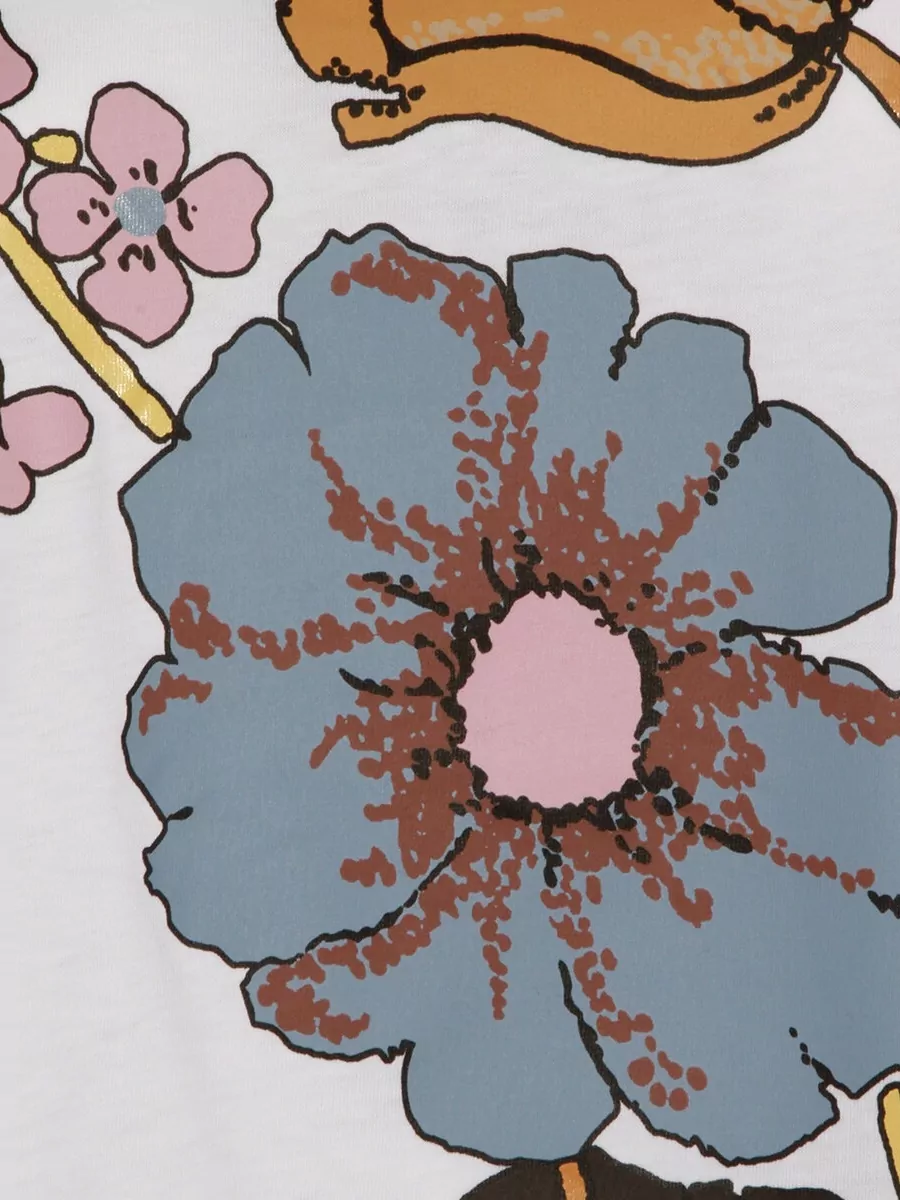 Marni Floral Print Round Neck Short Sleeve Top In Pattern