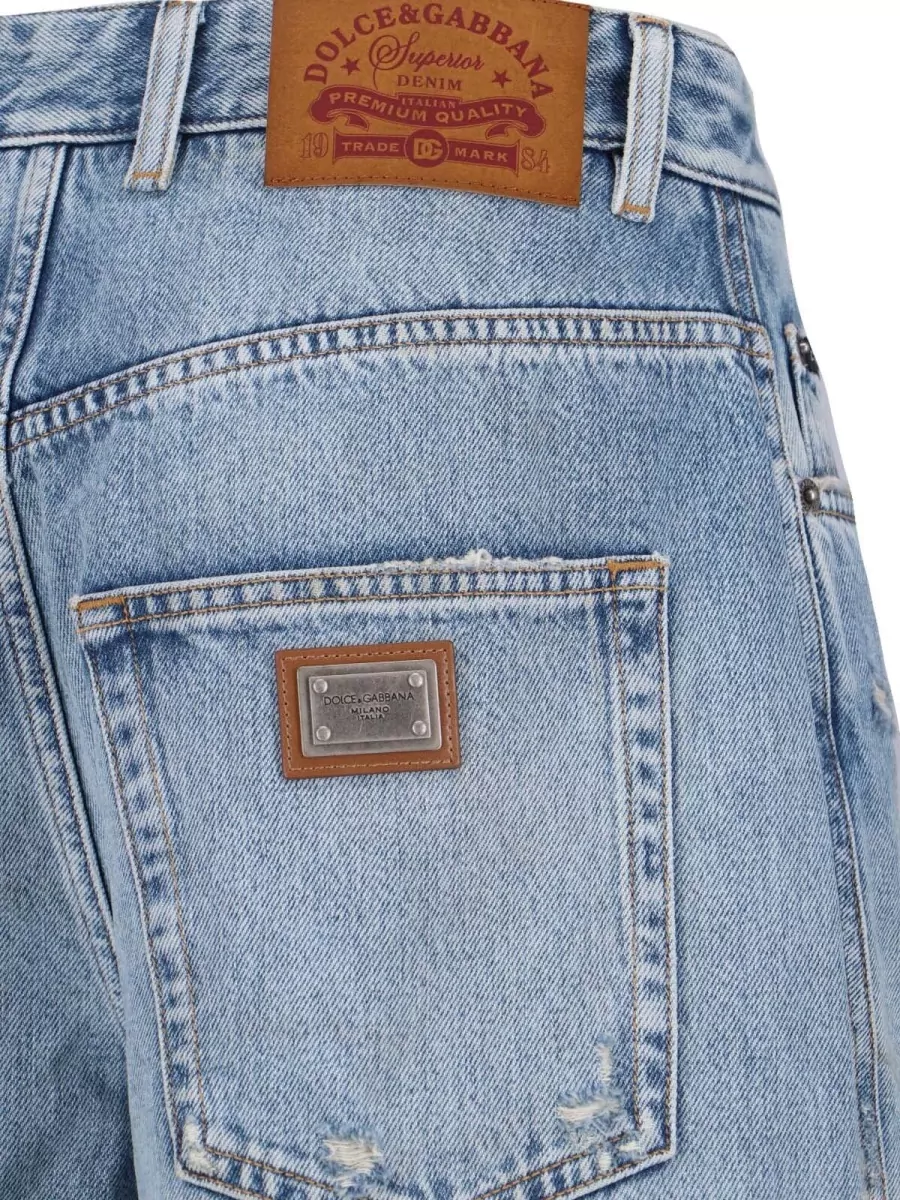 Dolce&Gabbana Straight Leg Trousers Distressed Five Pocket Design