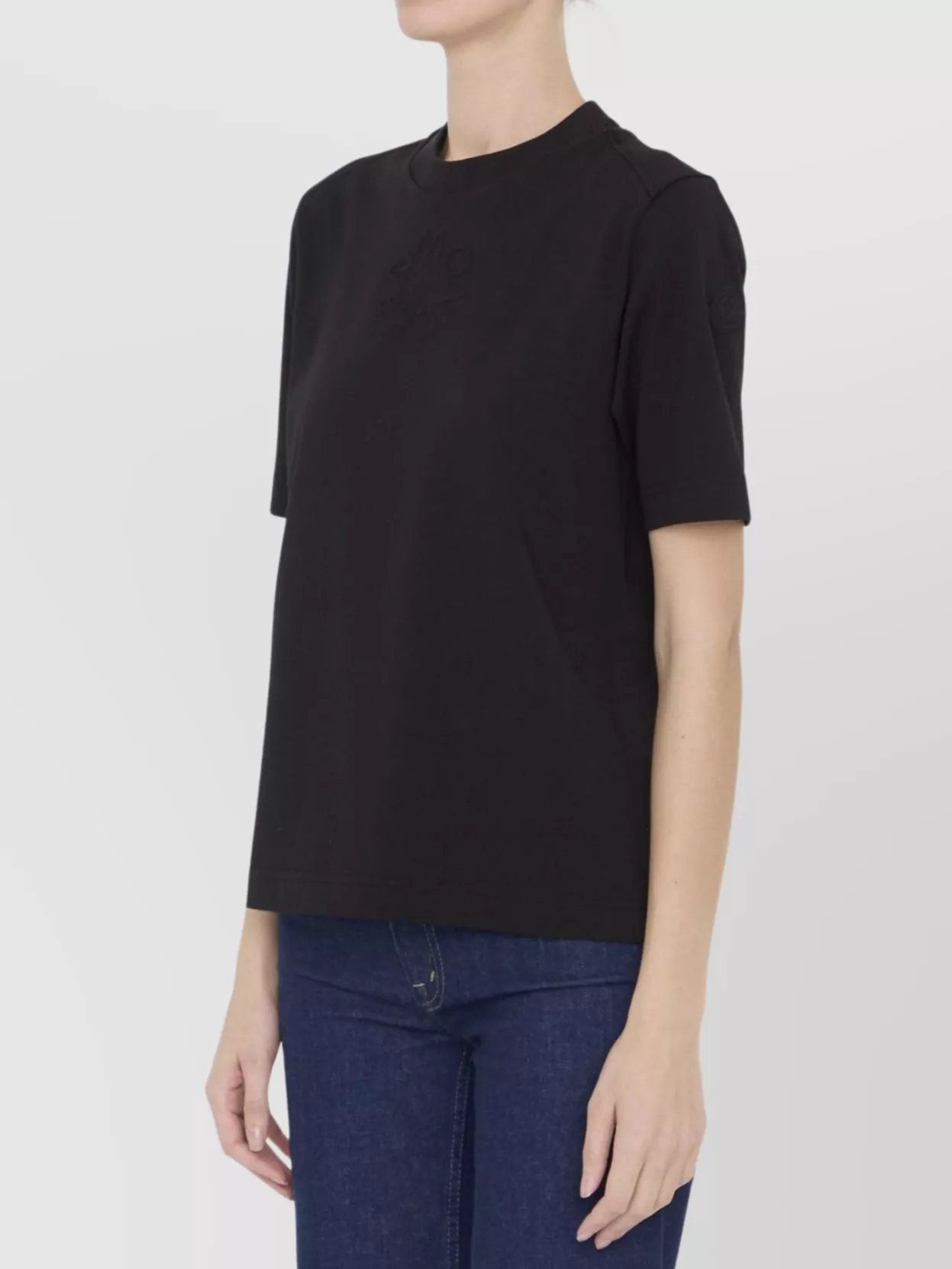 Moncler Cotton Jersey Crewneck T-shirt In Black