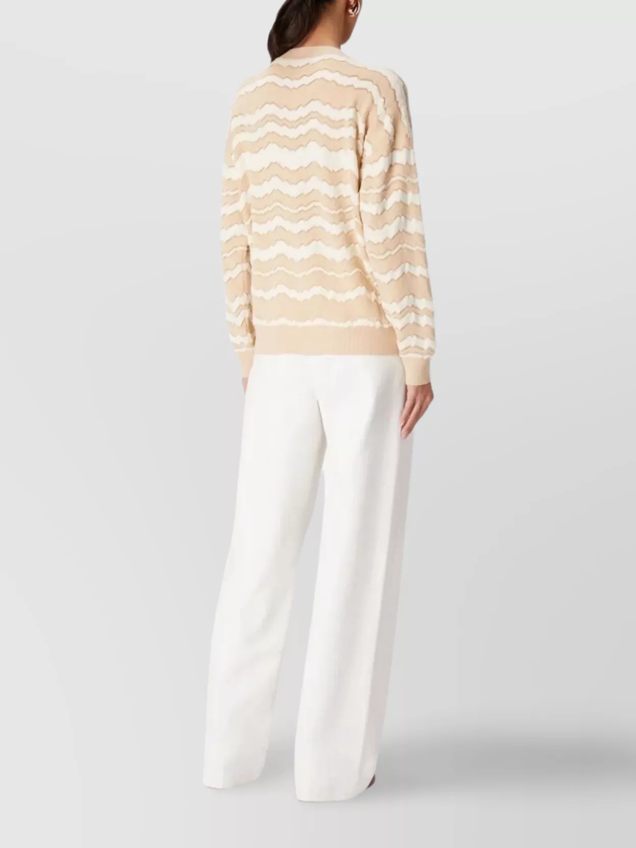 Missoni Textured Long Sleeve Crew Neck Knit Sweater In Neutral