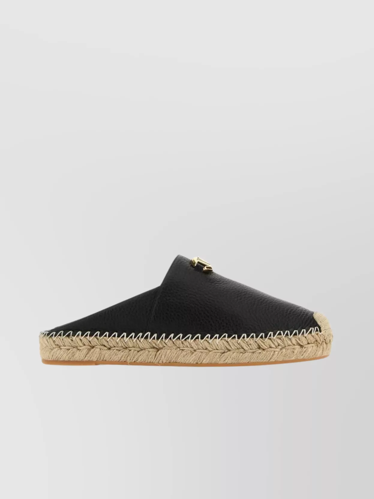 Shop Valentino Leather Vlogo Espadrilles With Textured Upper