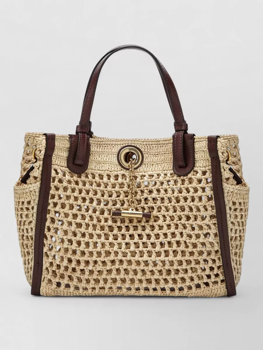 Chloé chloé icons raffia tote bag