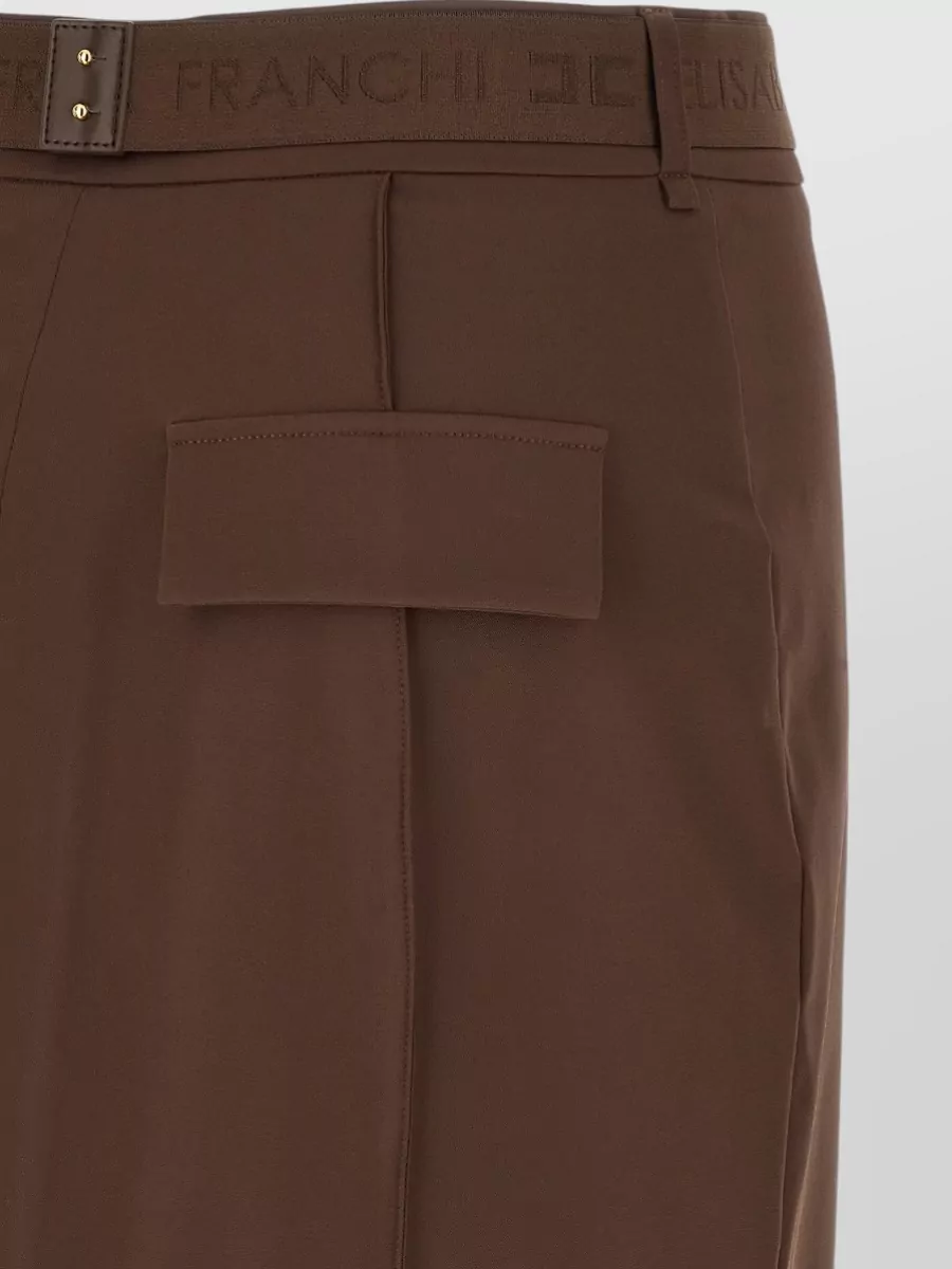 Elisabetta Franchi Skirt Belted Waist Back Pockets Slit