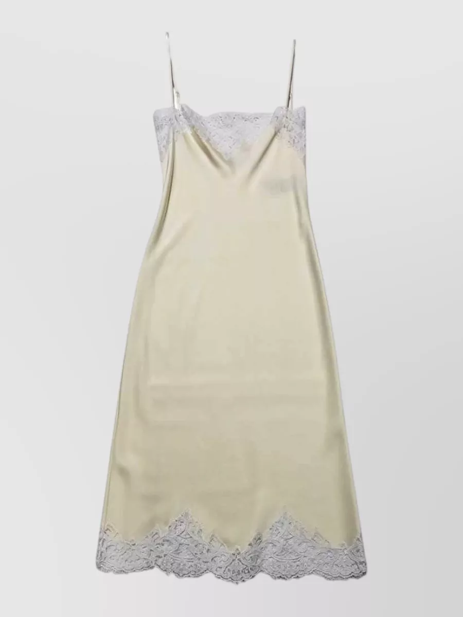 Stella Mccartney Lace-Trim Sleeveless Square-Neck Slip Dress