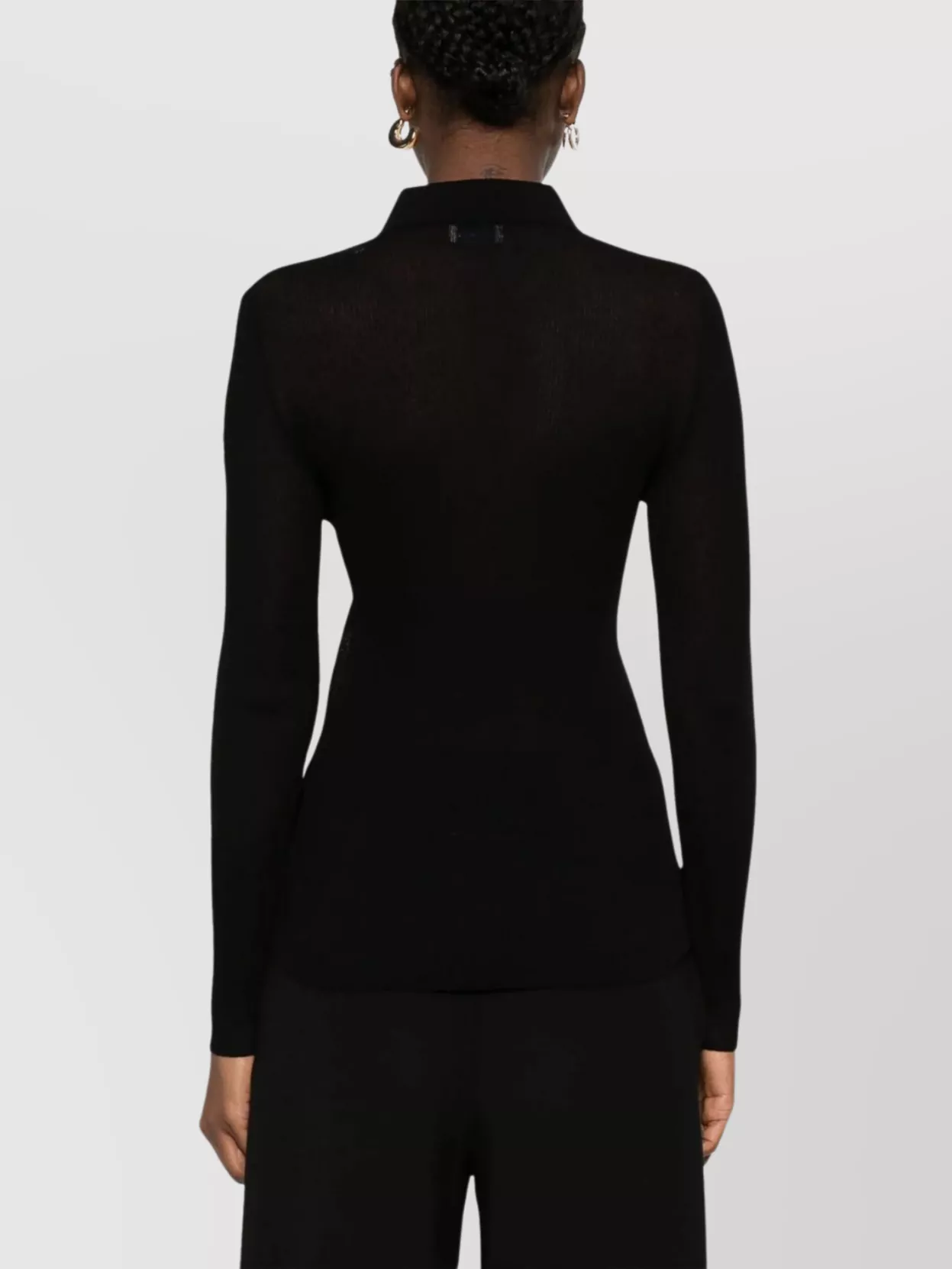 Moncler Ribbed Texture Long Sleeves Polo Collar
