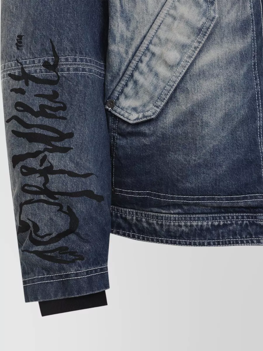 Off-White Cotton Hooded Denim Jacket