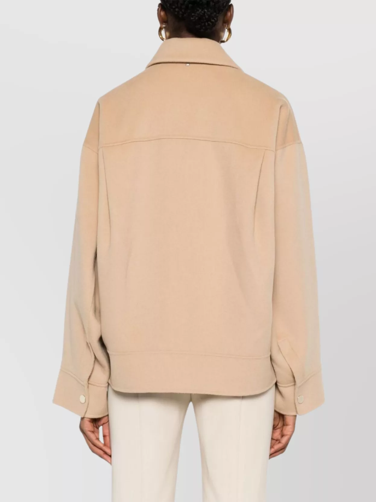 Sportmax Wool Peacoat Leather Belt