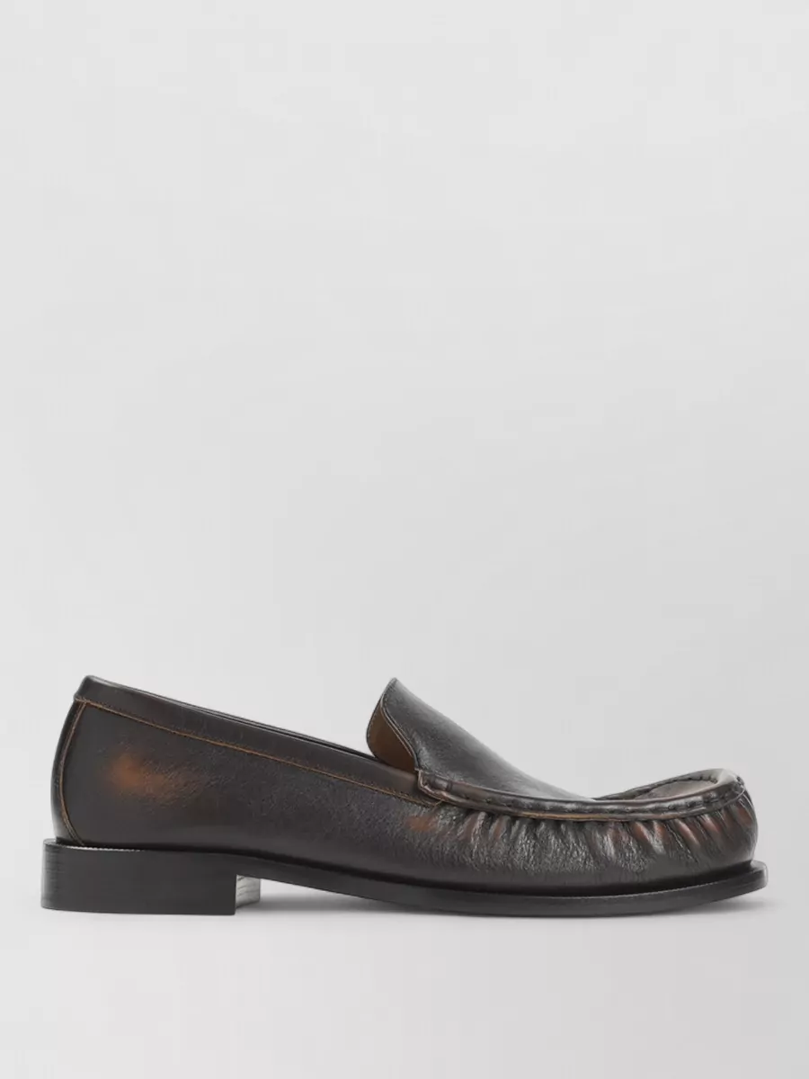 Dries Van Noten Leather Loafer Round Toe Stitched Detailing