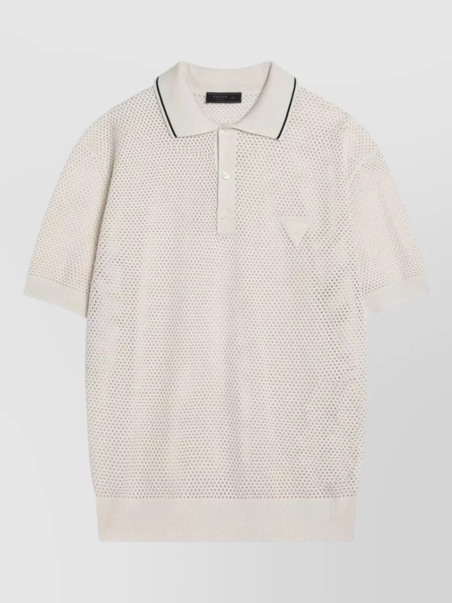 Prada silk openwork polo shirt