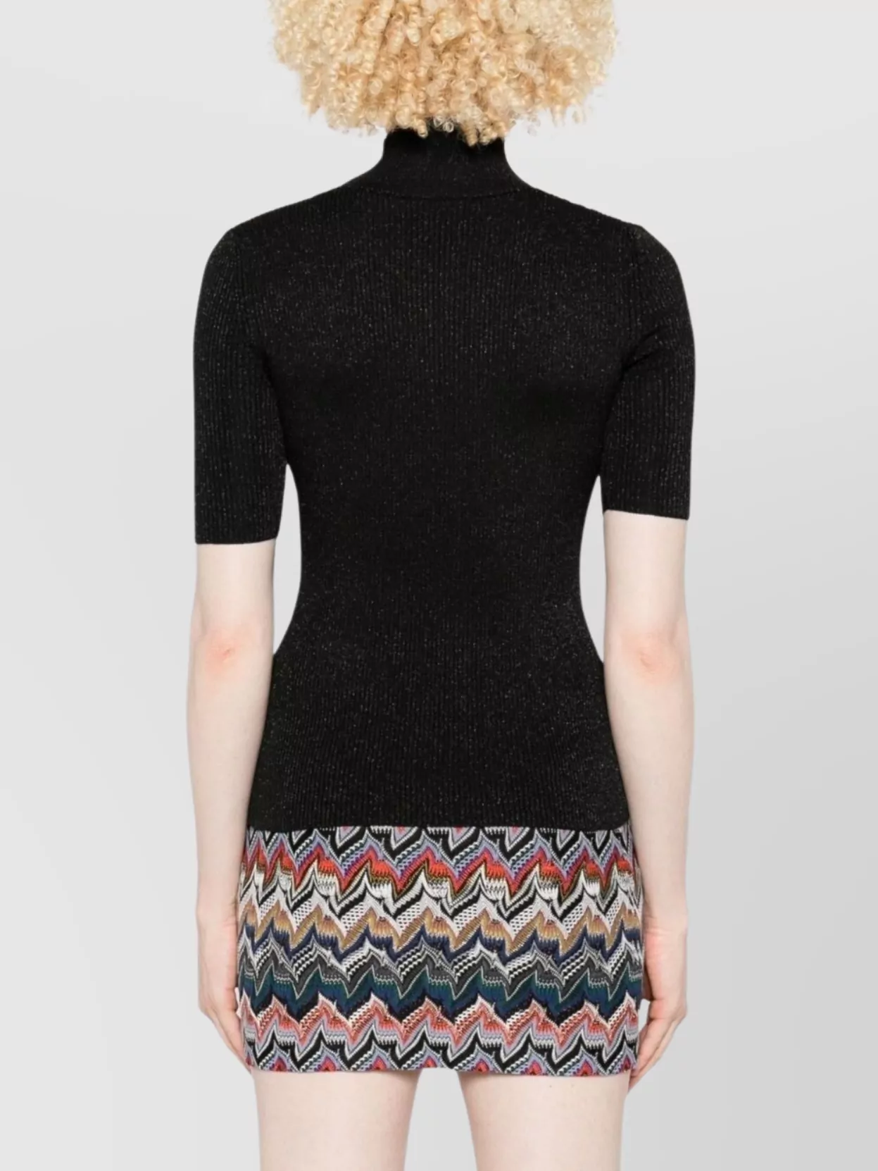 Missoni Ribbed High Neck Short Sleeve Sweater
