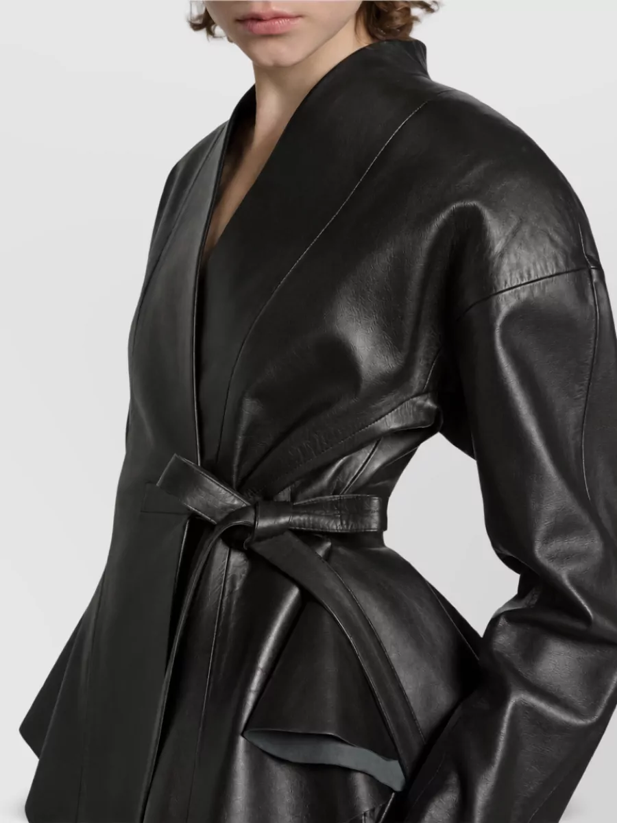 Alberta Ferretti Leather Single-Breasted Coat