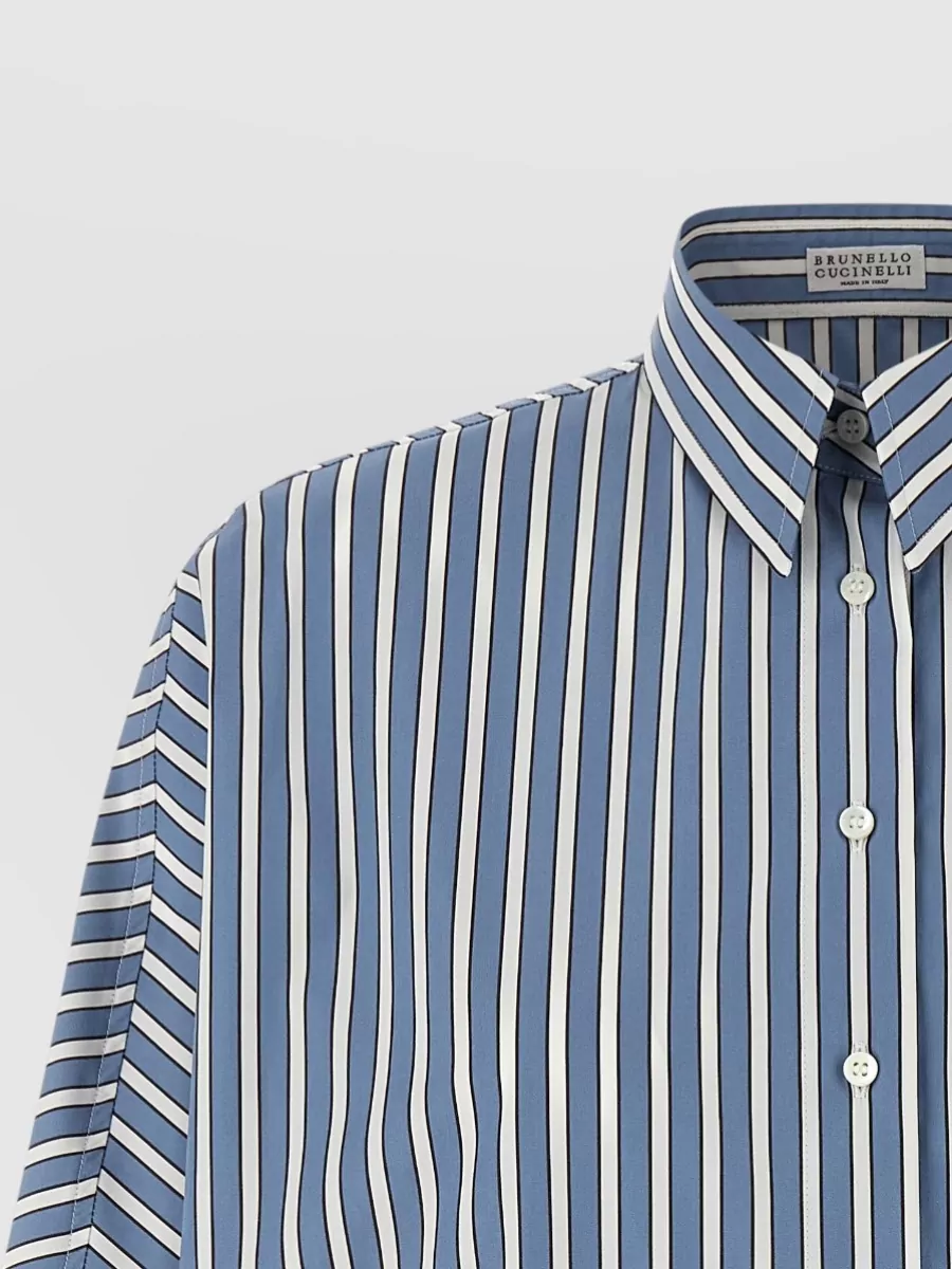 Brunello Cucinelli Monile Striped Shirt Collared Neck Long Sleeves