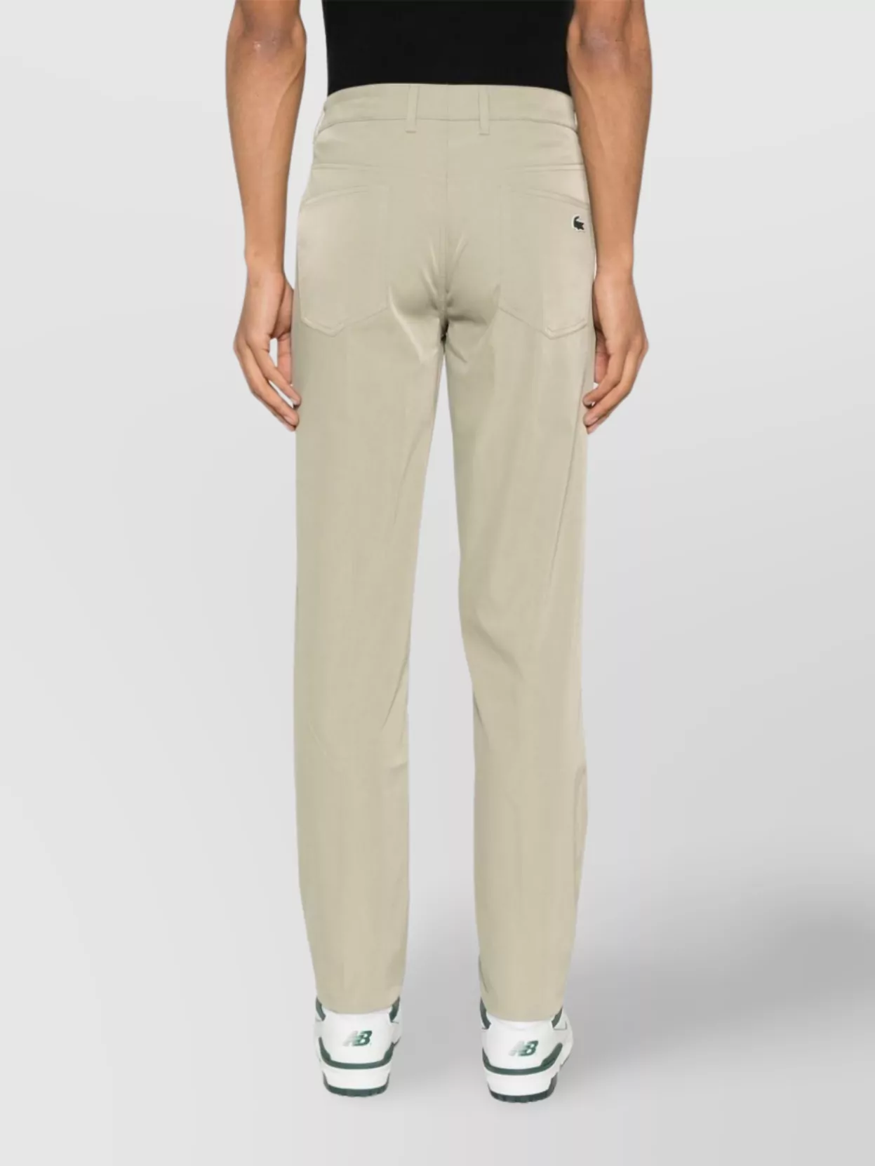 Lacoste Low Rise Twill Trousers With Belt Loops And Pockets In Green