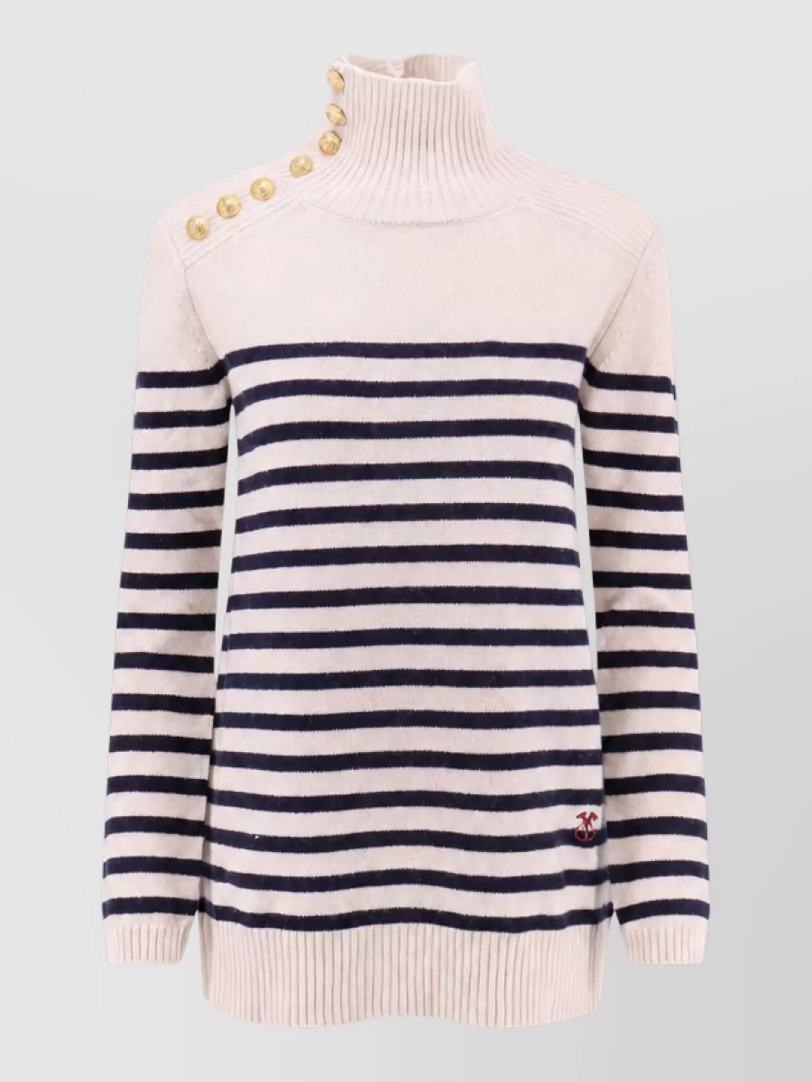 Seafarer cashmere wool striped ribbed turtleneck sweater