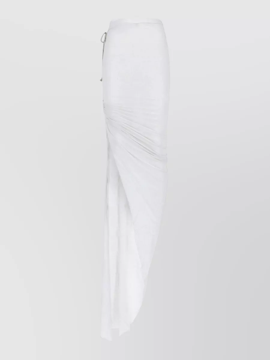 Rick Owens Drkshdw cotton high-rise draped asymmetric maxi skirt