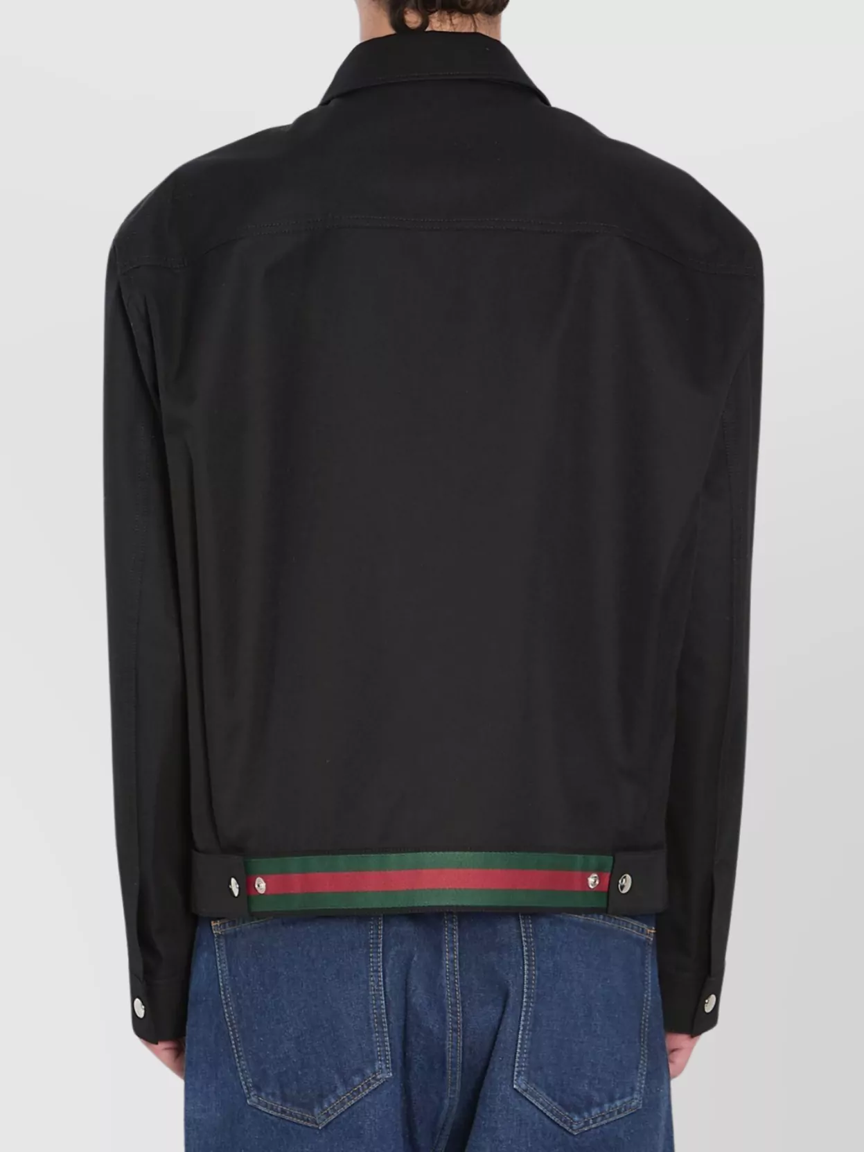 Gucci Cotton Jacket With Striped Web Detail