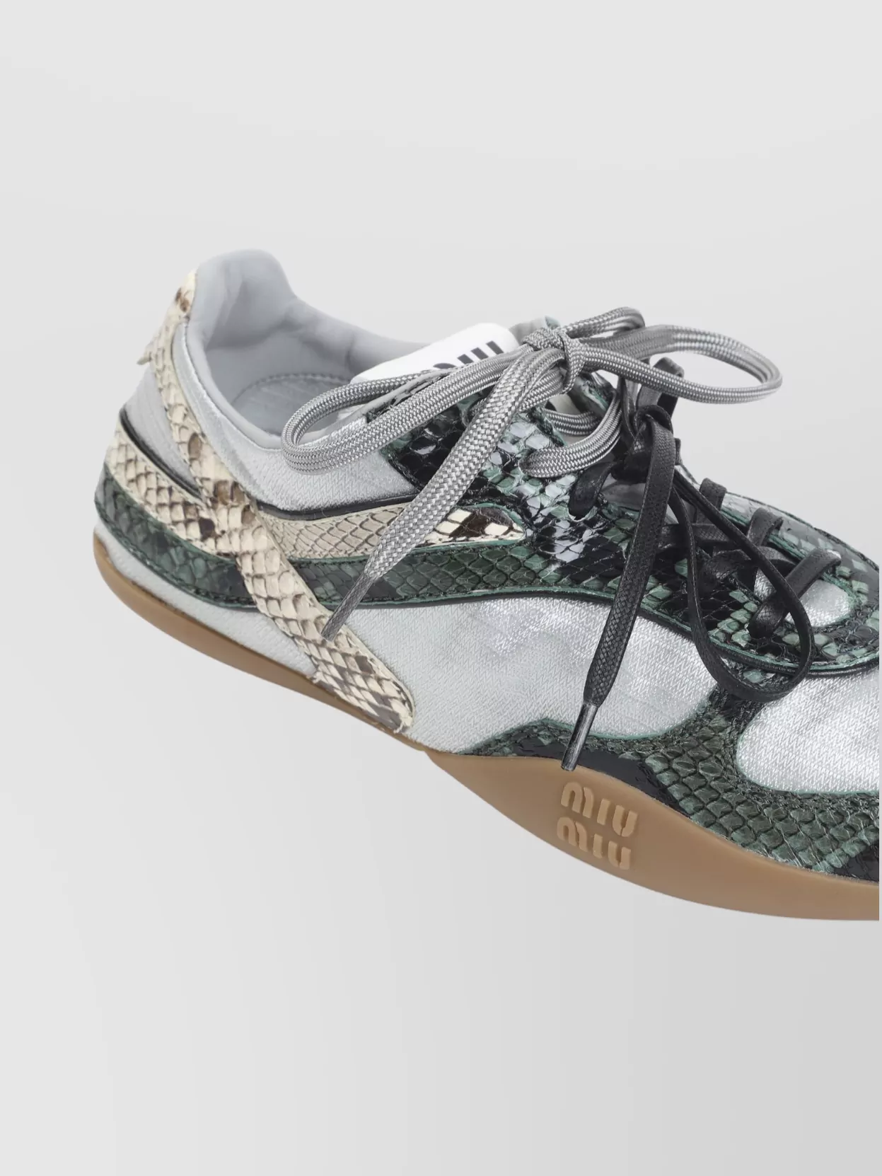 Miu Miu Low-top Lace-up Shoes Mixed Textures In Multi