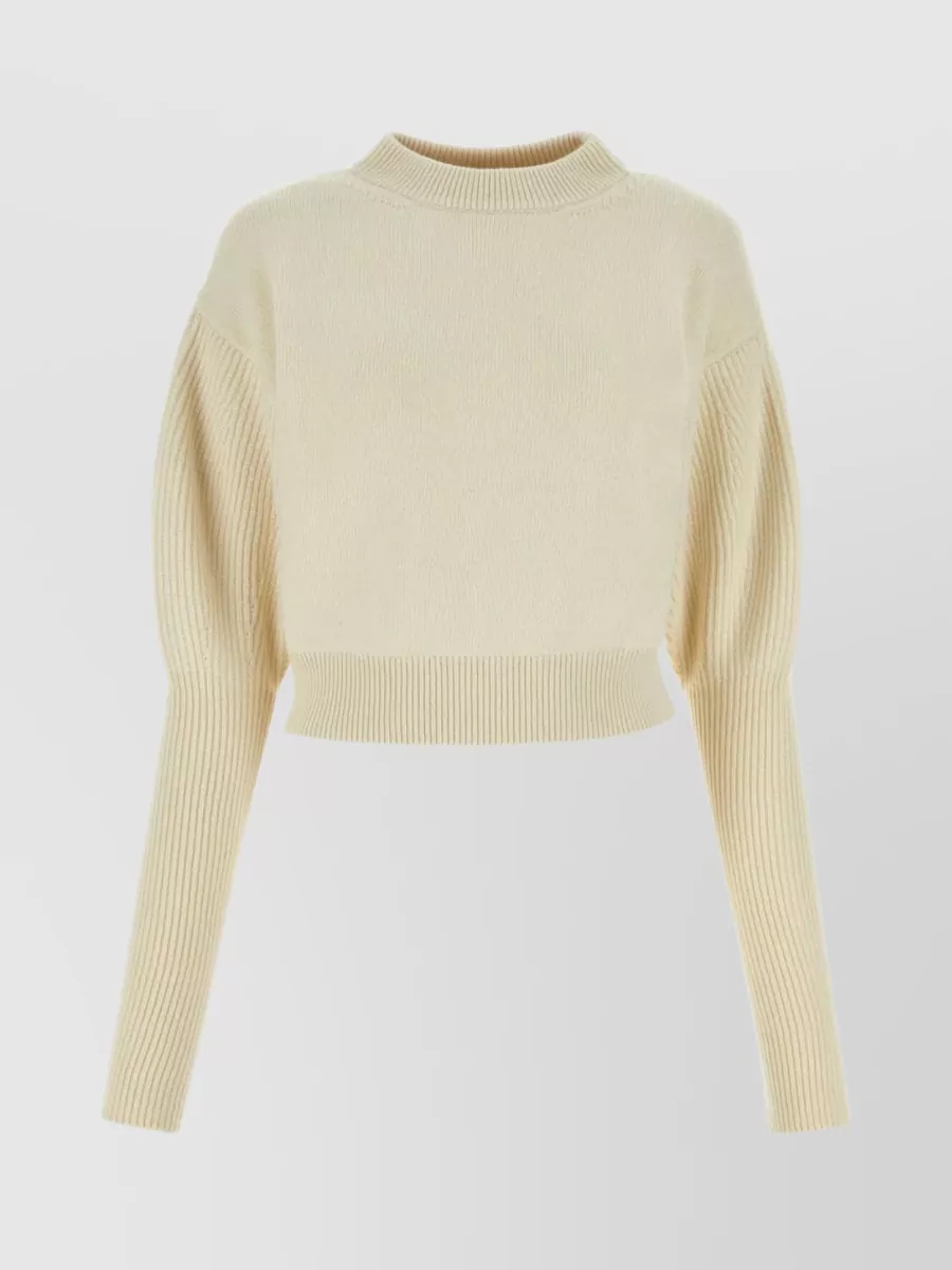 Shop Alexander Mcqueen Ribbed Knit Wool Sweater In Cream