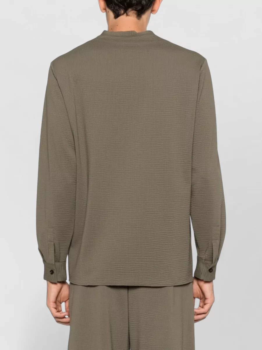 Emporio Armani Textured V-Neck Long-Sleeve Shirt