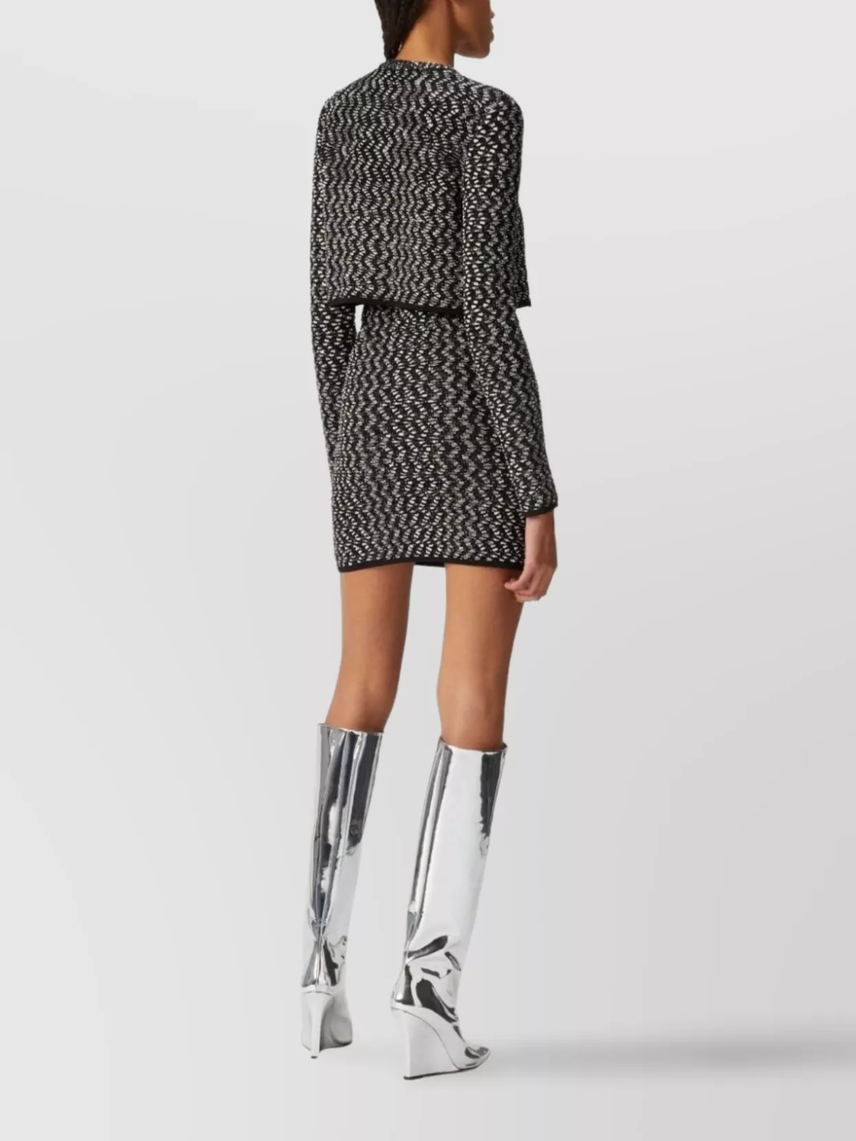 Missoni Textured Knitwear Cropped Cardigan Set In Black