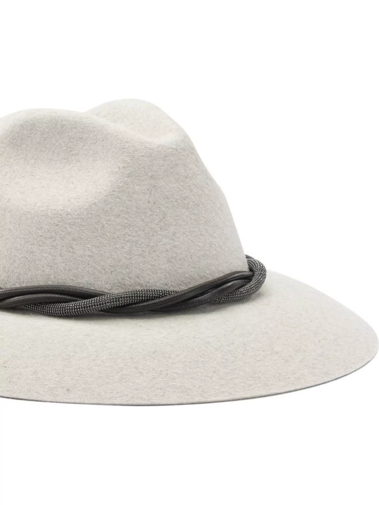 Brunello Cucinelli Wide Brim Fedora Twisted Band Detail In Neutral