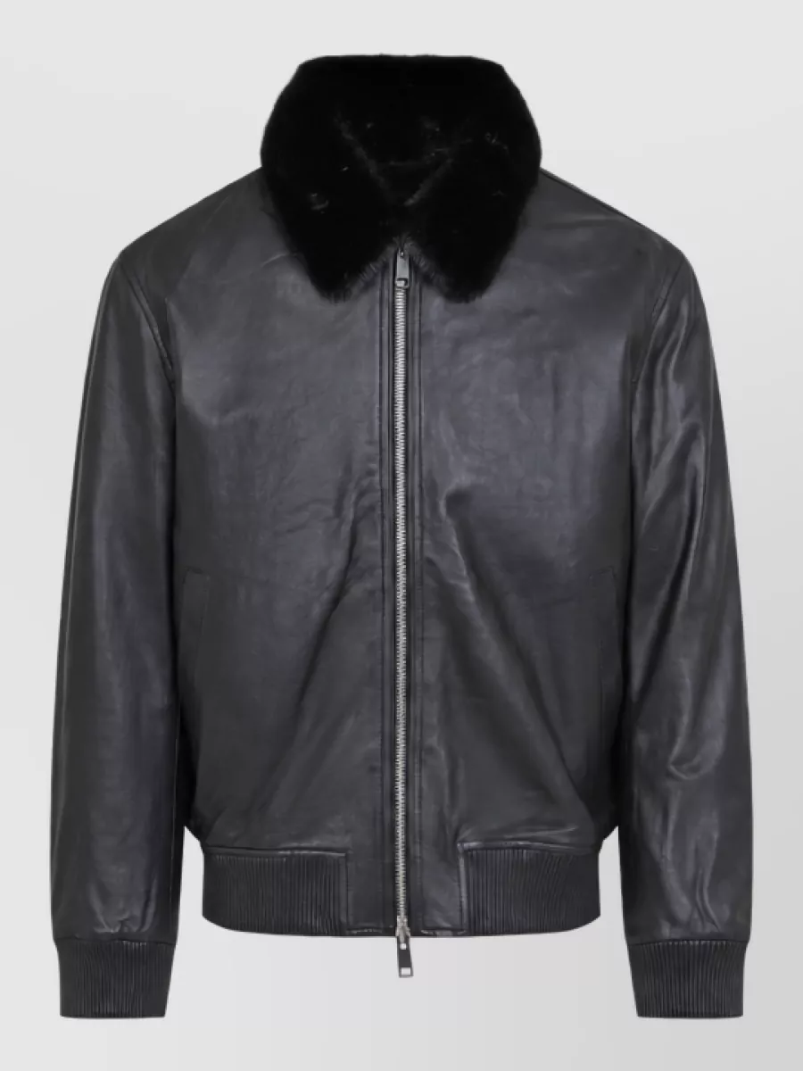 Yves Salomon leather bomber jacket