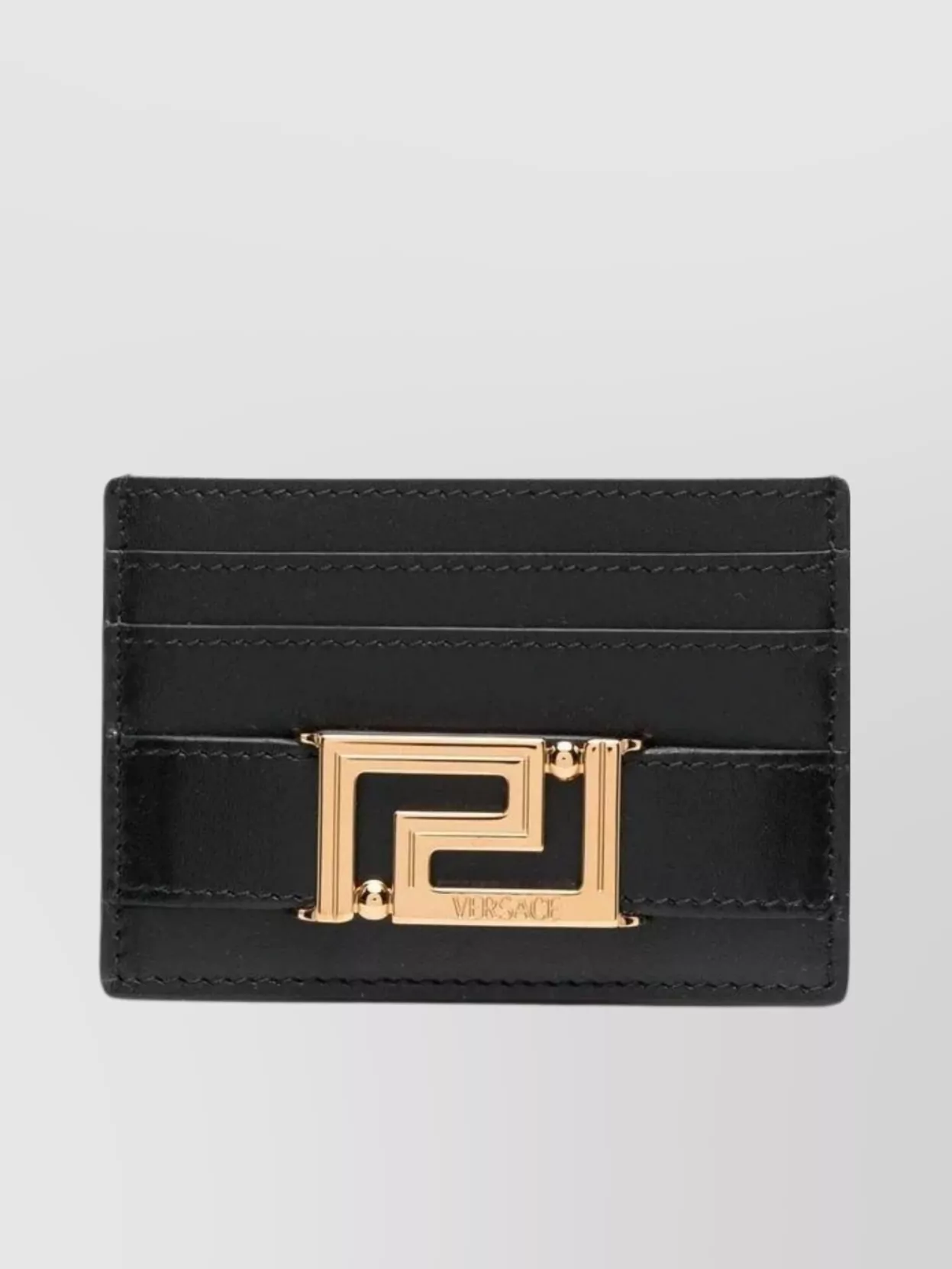 Shop Versace Greca Goddess Chain Link Card Holder In Black