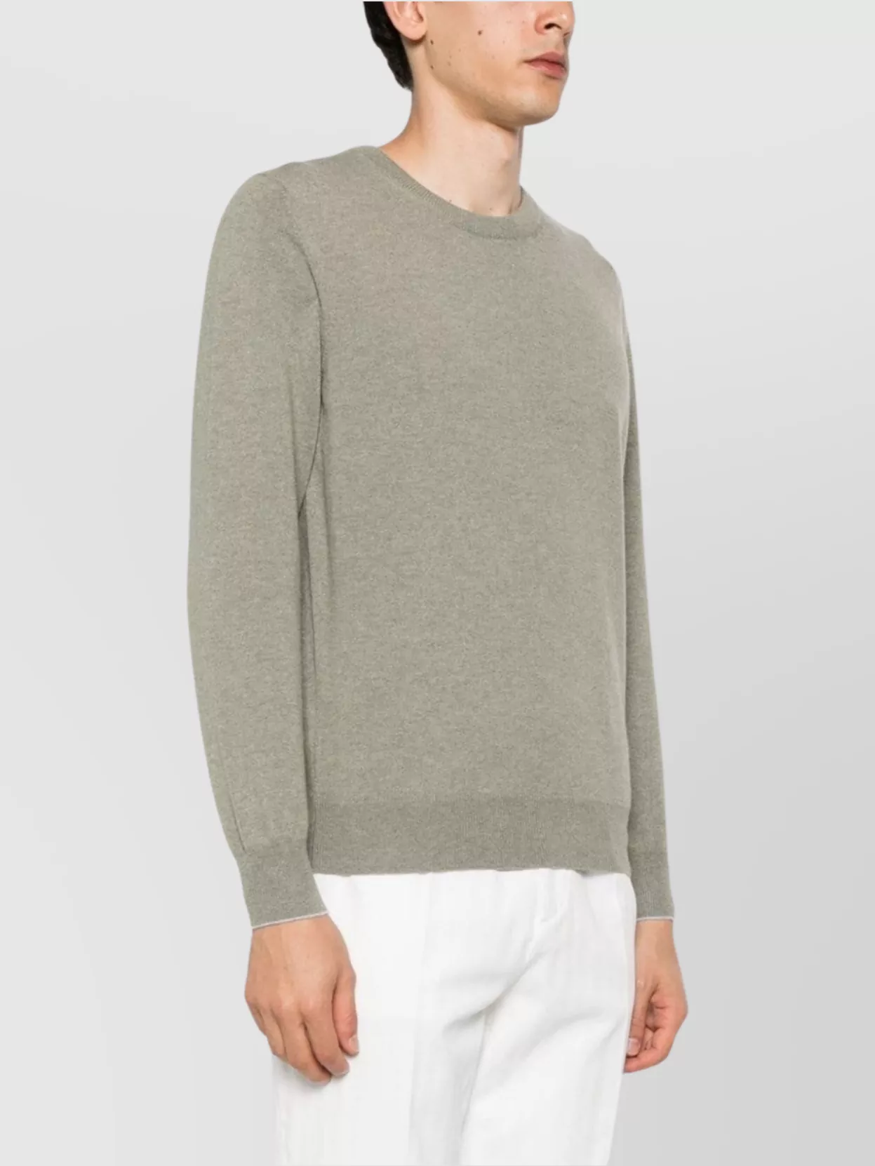 Brunello Cucinelli Cashmere Crew Neck Sweater With Contrasting Edge