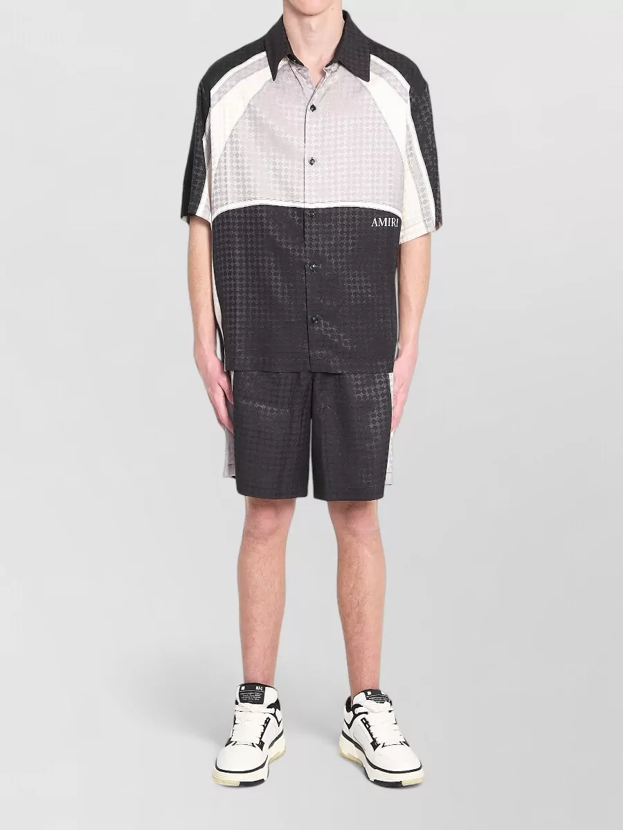 Amiri viscose logo print camp collar short sleeve shirt