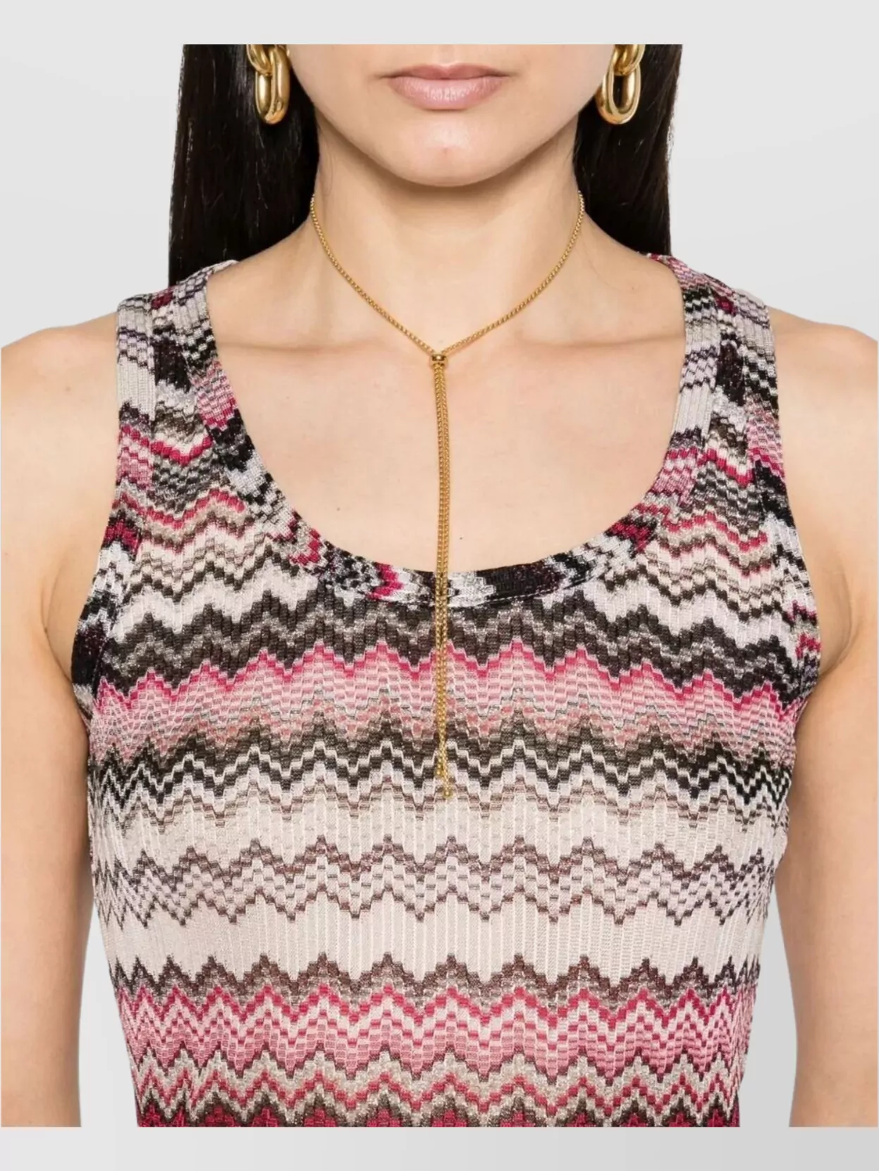 Missoni Chevron Knit Scoop Neck Sleeveless Top