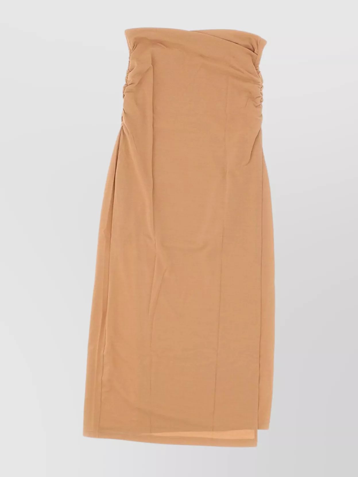 Wolford Ruched Midi Length Side Slit Skirt In Brown