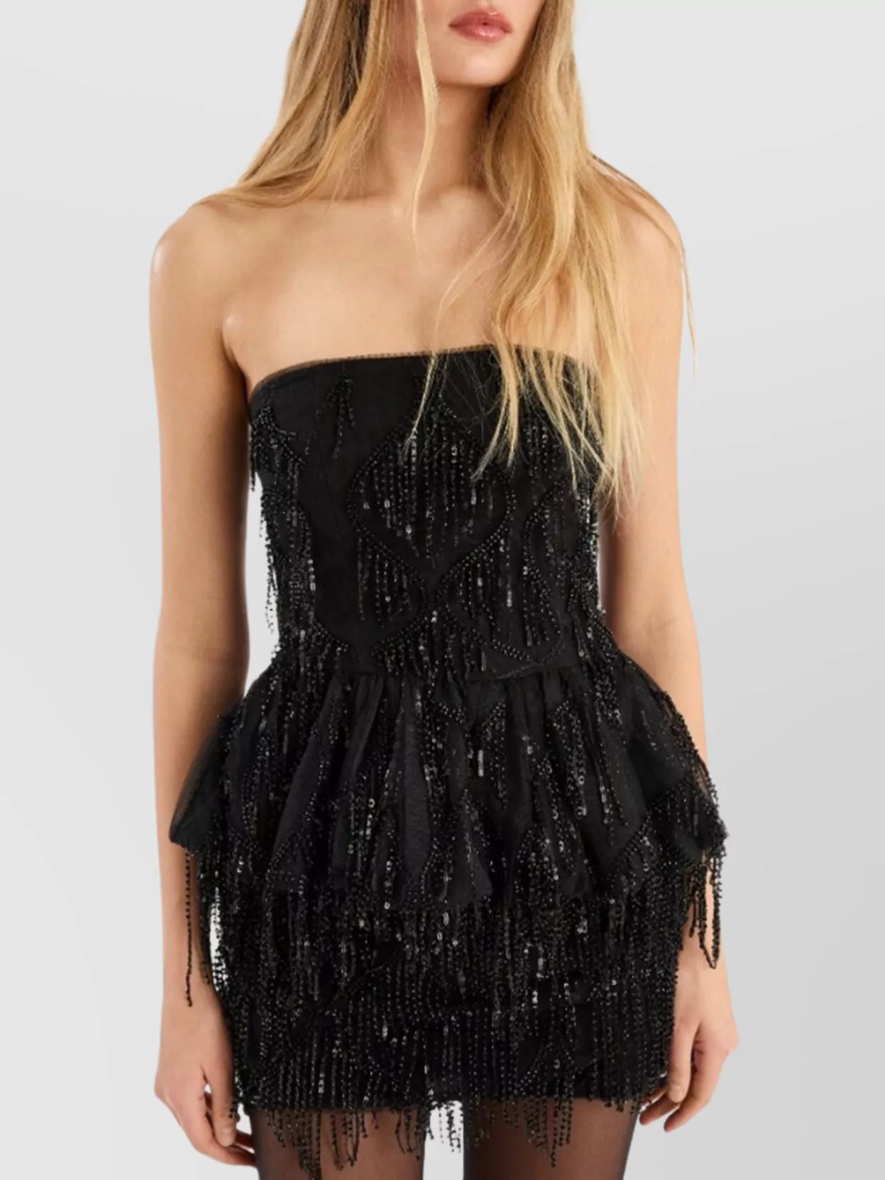 Rotate Mini Skirt With Fringe And Sequins