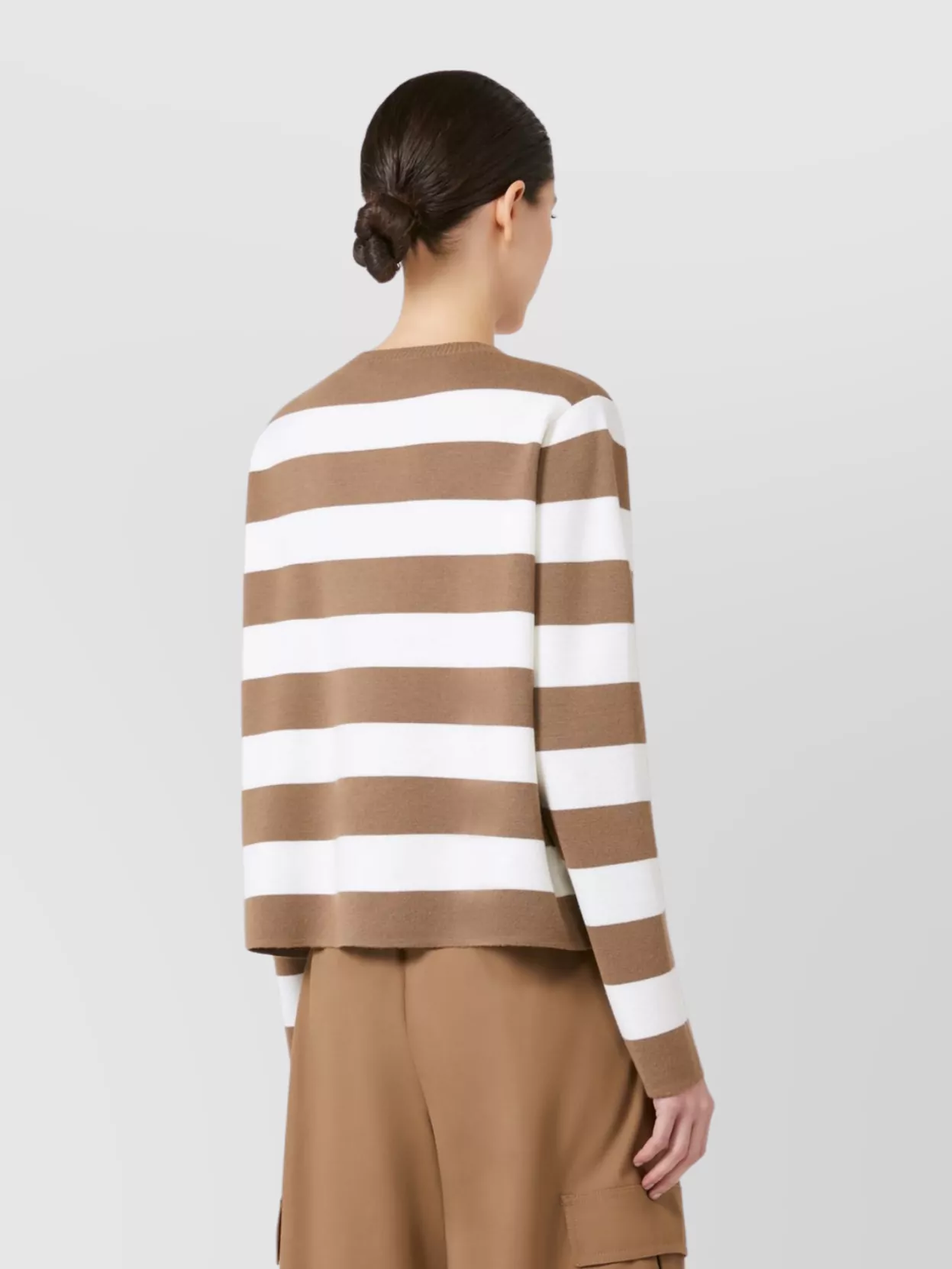 Max Mara Embroidered Wool Sweater Striped Pattern