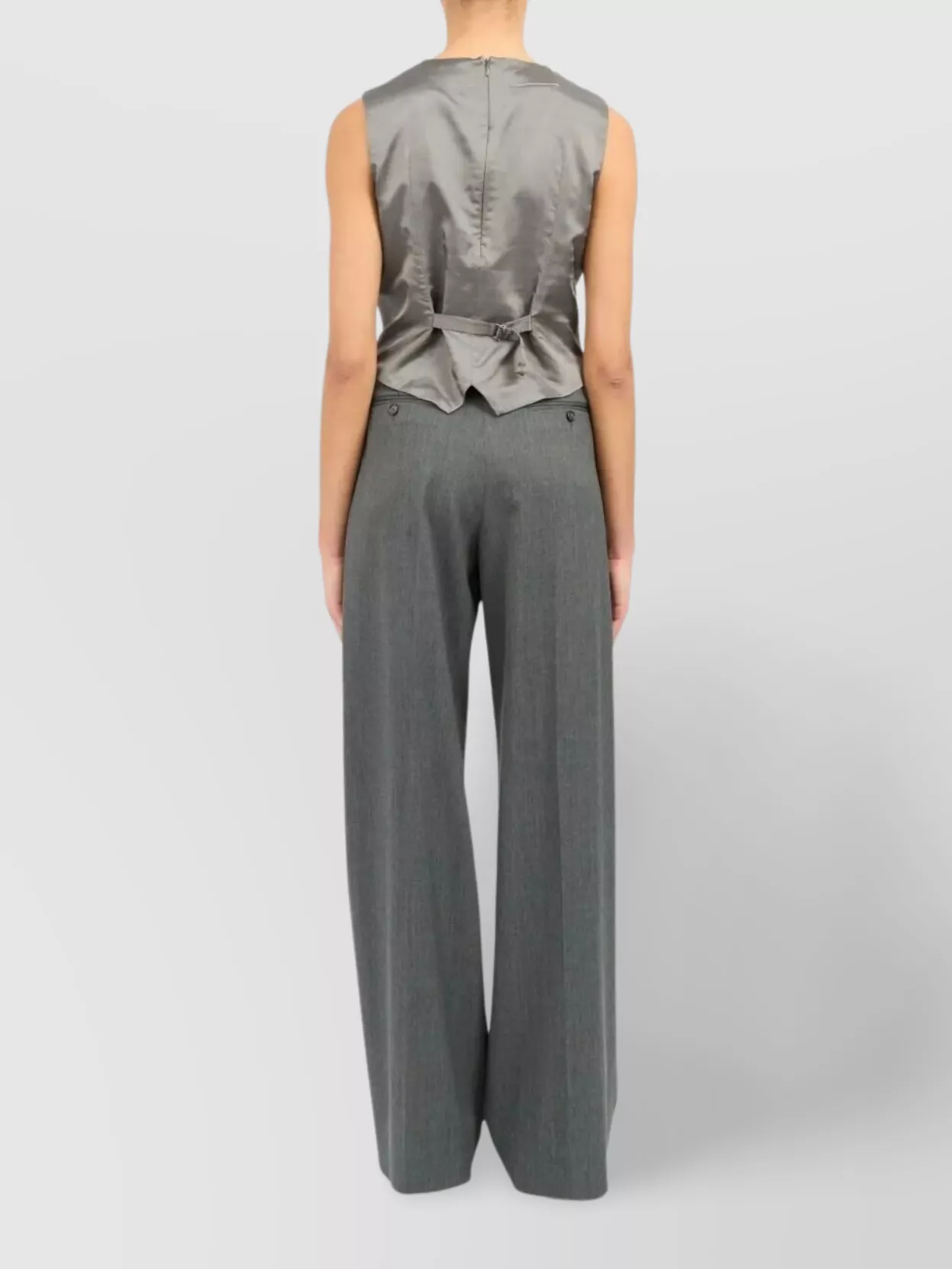 Mm6 Maison Margiela Mm6 By Maison Margiela Satin-finish Grey Gilet With Structured Belt In Gray