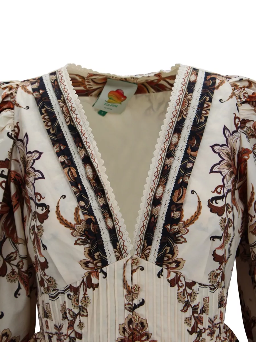 Farm Rio Floral Lace-Trim V-Neck Blouse