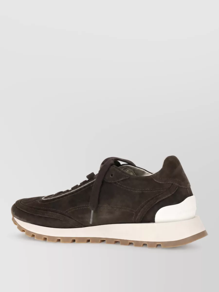 Brunello Cucinelli Suede Leather Lace-Up Sneakers