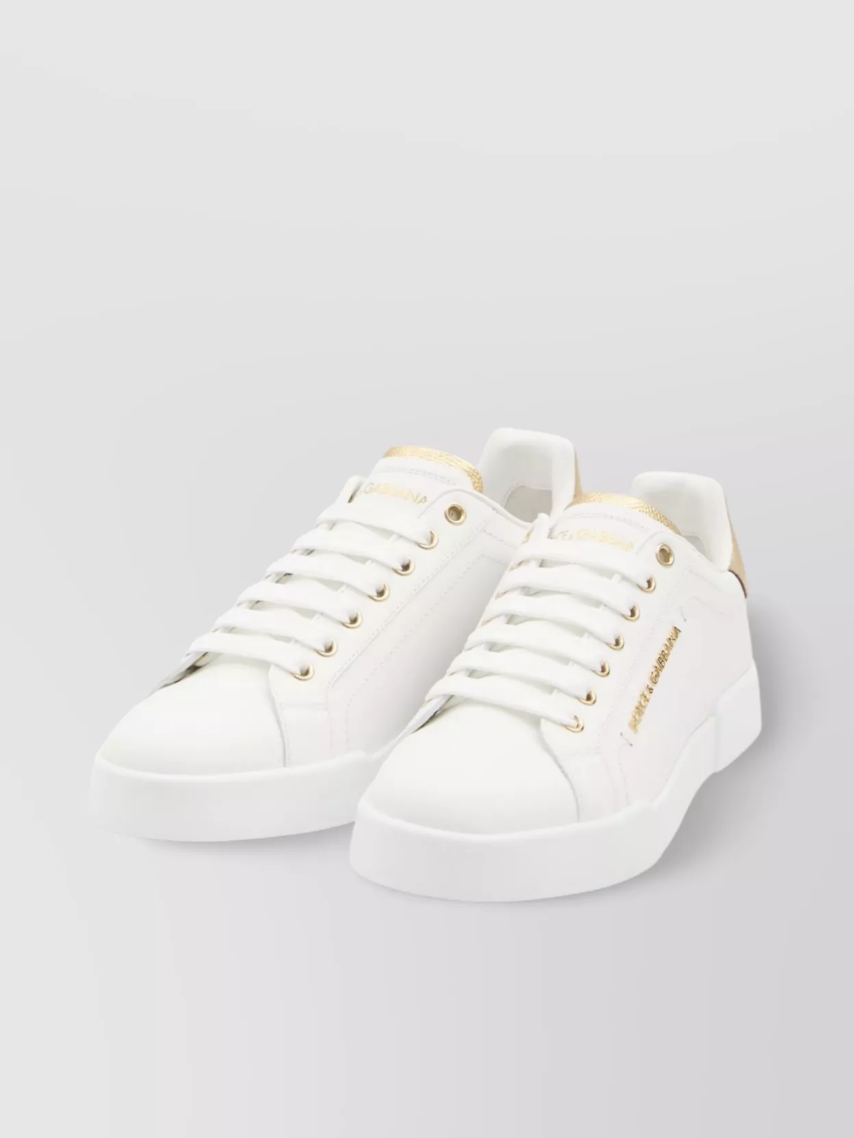 Dolce & Gabbana Pearl And Dg Logo Heel Tab Sneakers In White