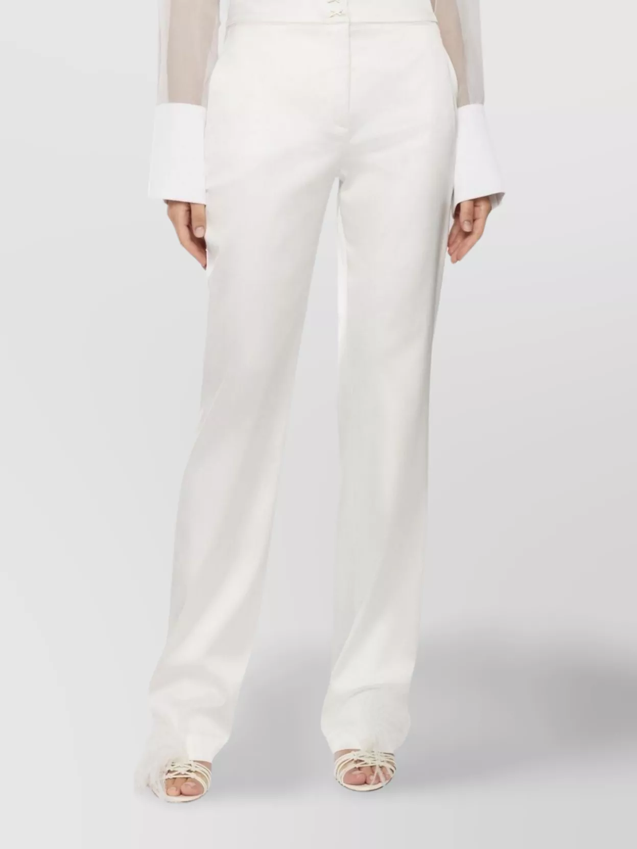 Genny Satin Trousers With Button Detail And Flared Leg