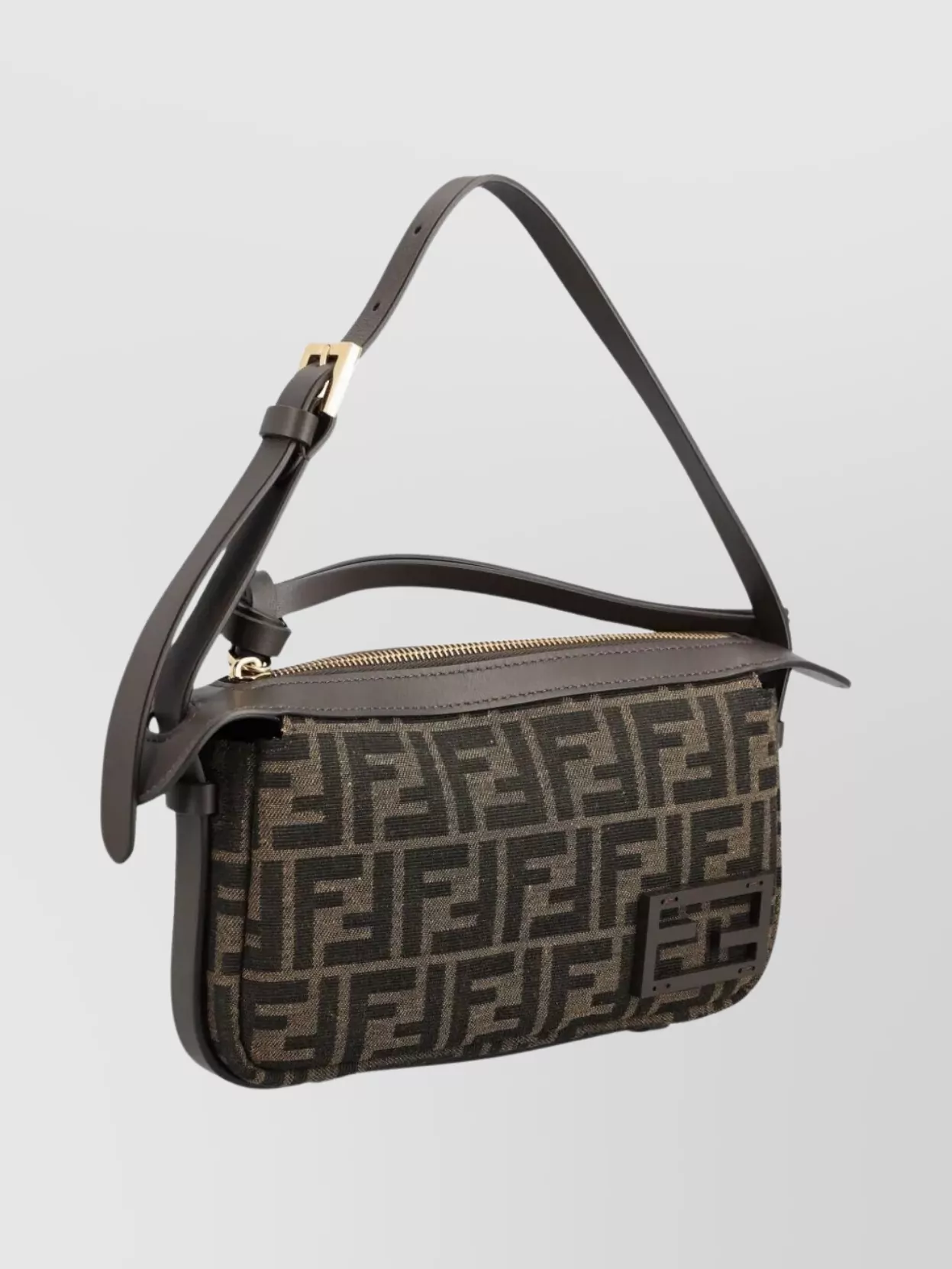 Fendi Mini Jacquard Ff Rectangular Shoulder Bag In Brown