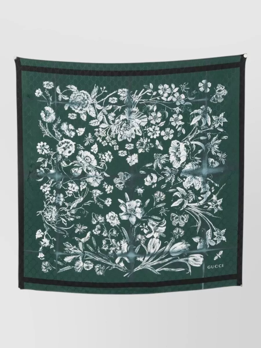 Gucci silk floral-print logo-print square scarf